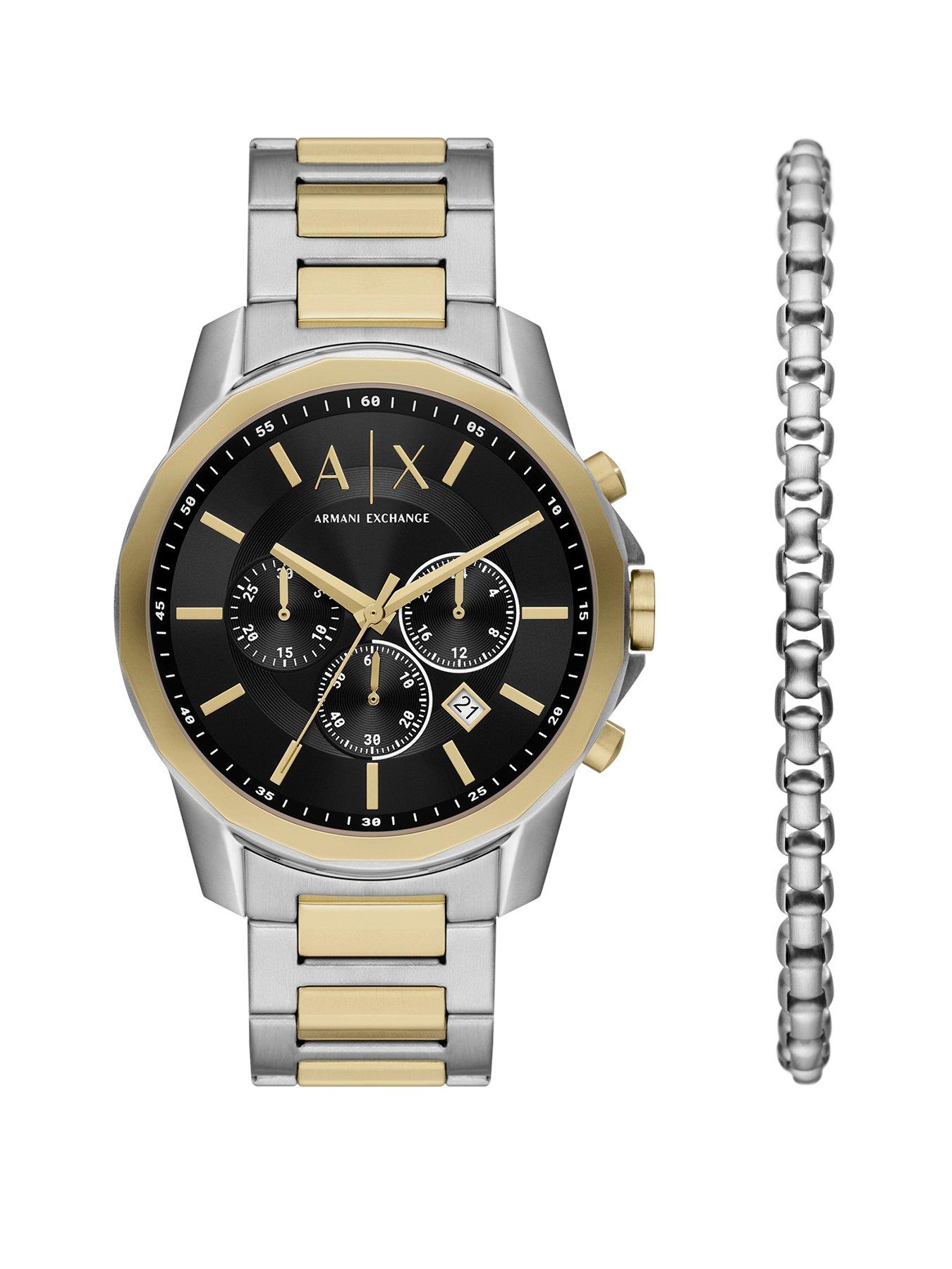Image 1 of 6 of Armani Exchange Chronograph Watch and Bracelet Set
