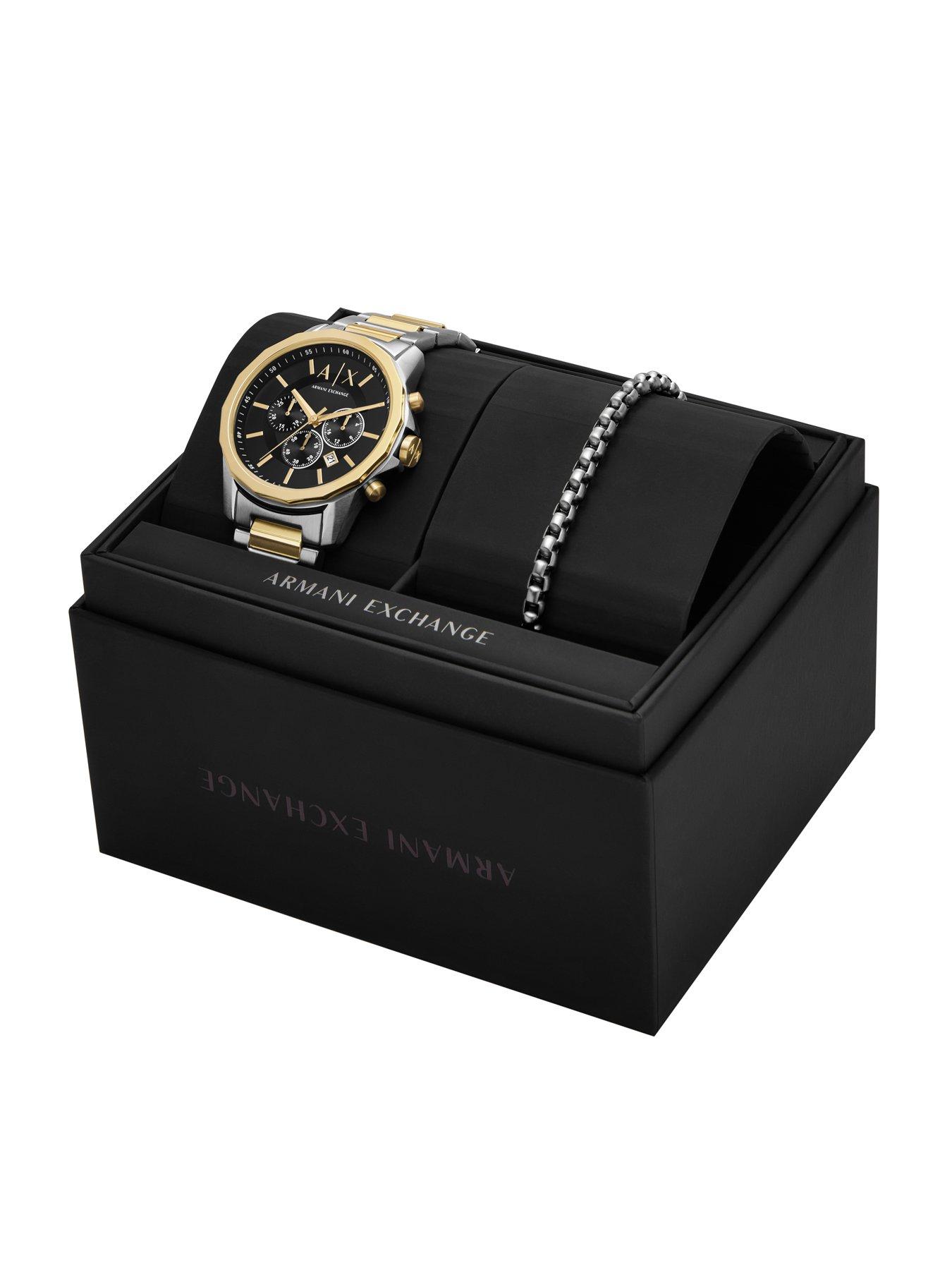 Image 2 of 6 of Armani Exchange Chronograph Watch and Bracelet Set