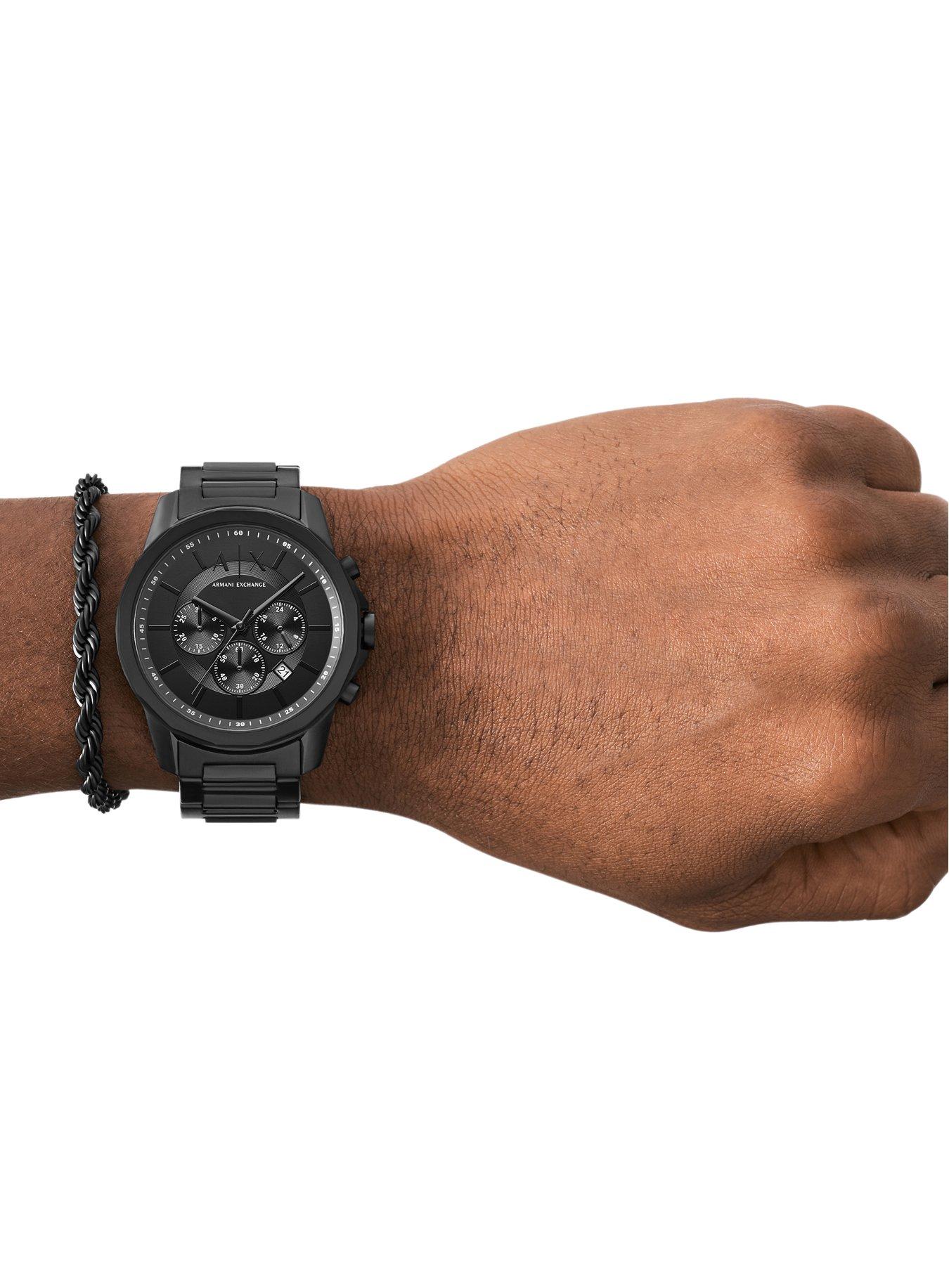Image 3 of 7 of Armani Exchange Chronograph Black Watch and Bracelet Set