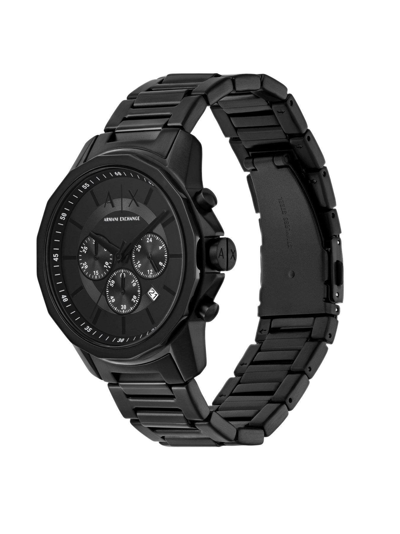 Image 6 of 7 of Armani Exchange Chronograph Black Watch and Bracelet Set