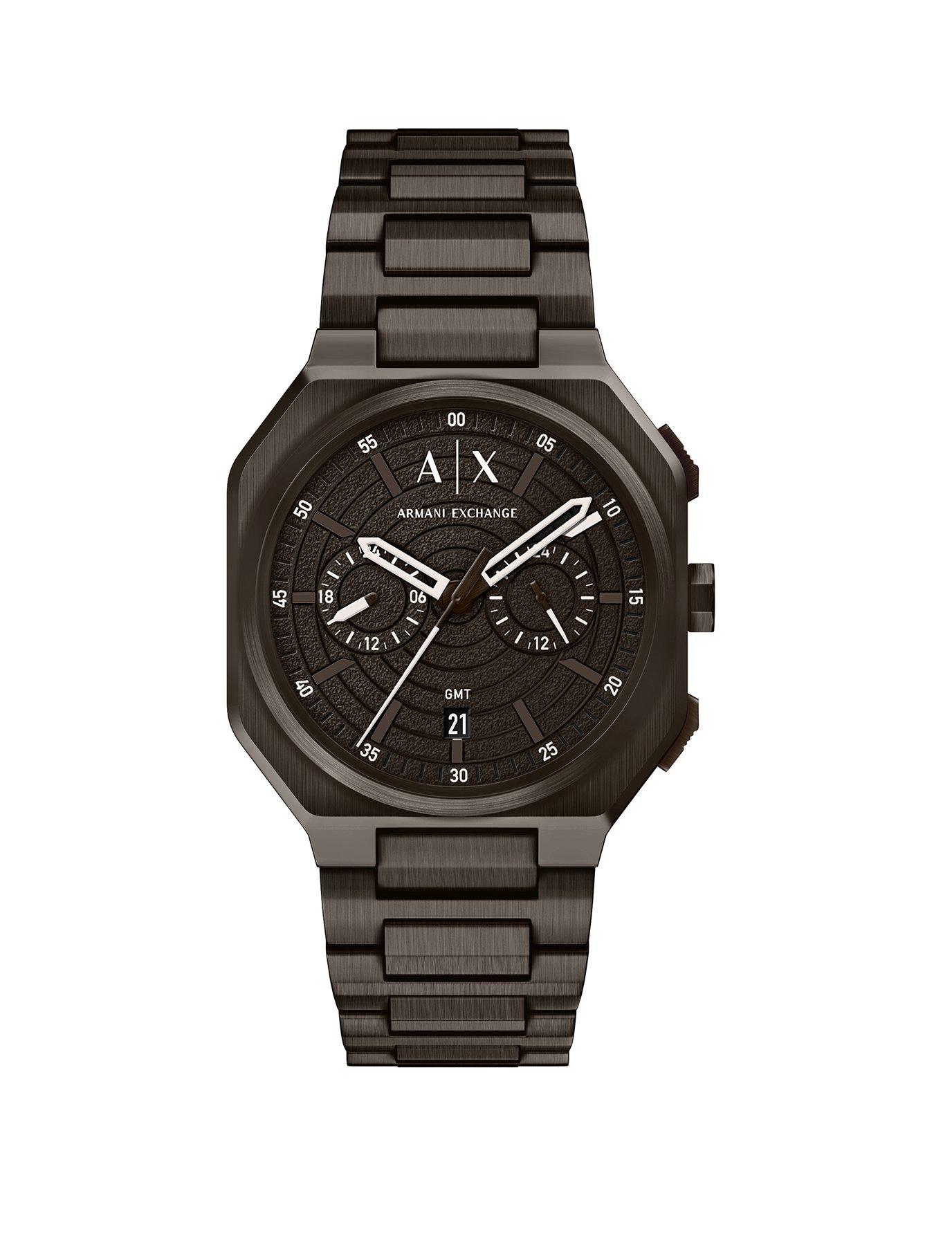 Armani Exchange Men's Bass Dual-Time Brown Stainless Steel Watch, AX1479