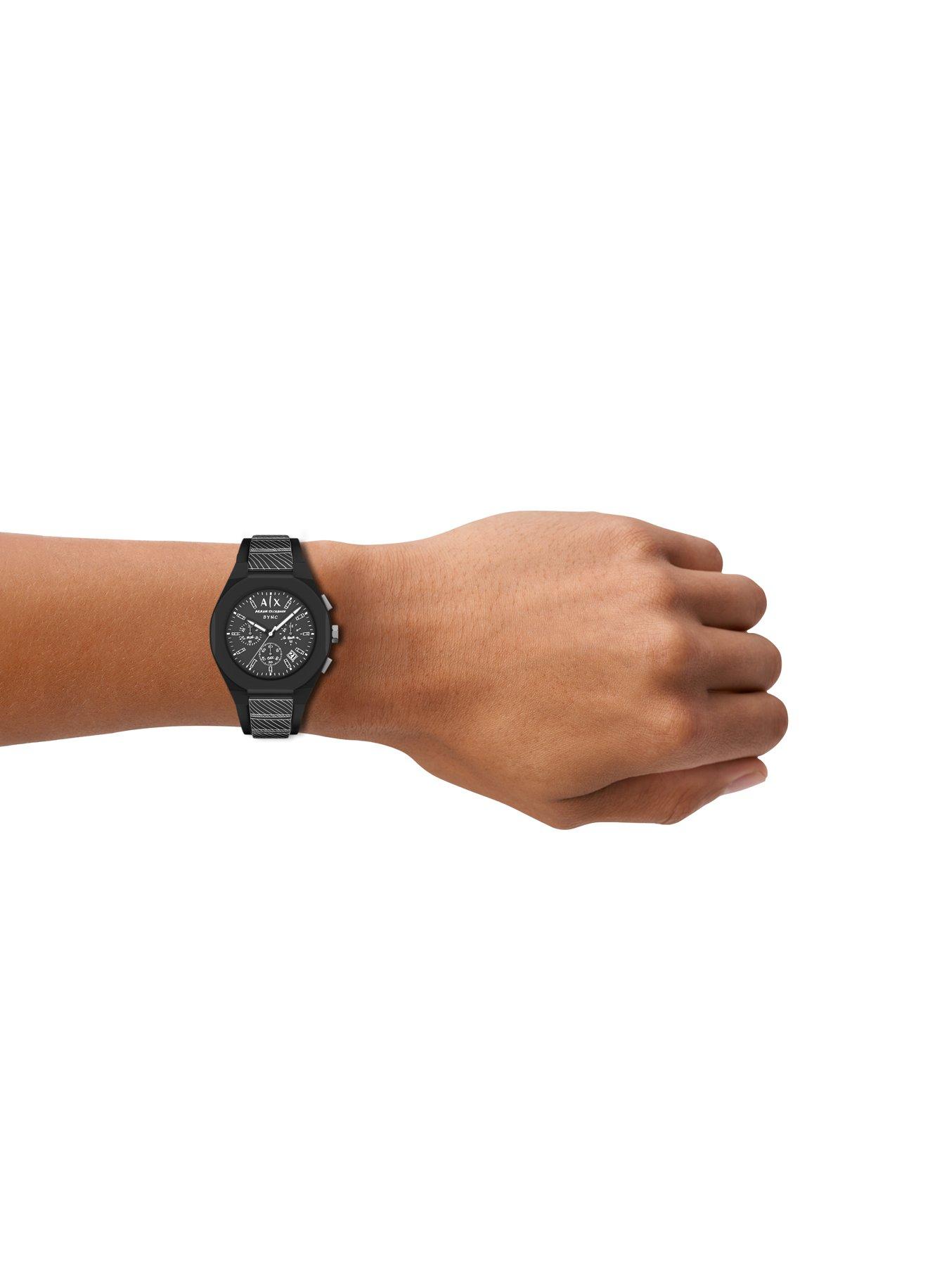 Image 3 of 7 of Armani Exchange Men's Sync Chronograph Black Silicone Watch, AX4174