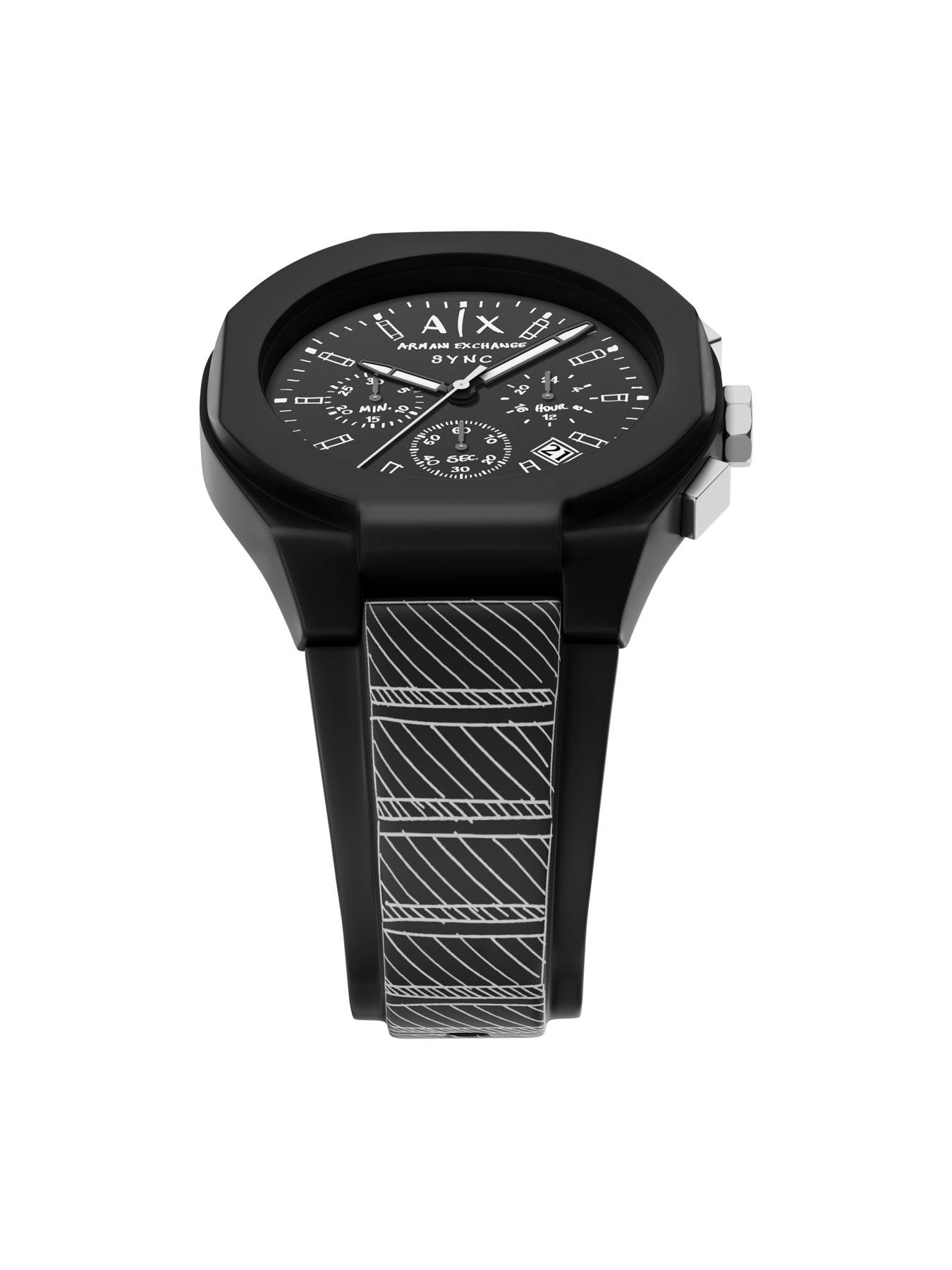 Image 5 of 7 of Armani Exchange Men's Sync Chronograph Black Silicone Watch, AX4174