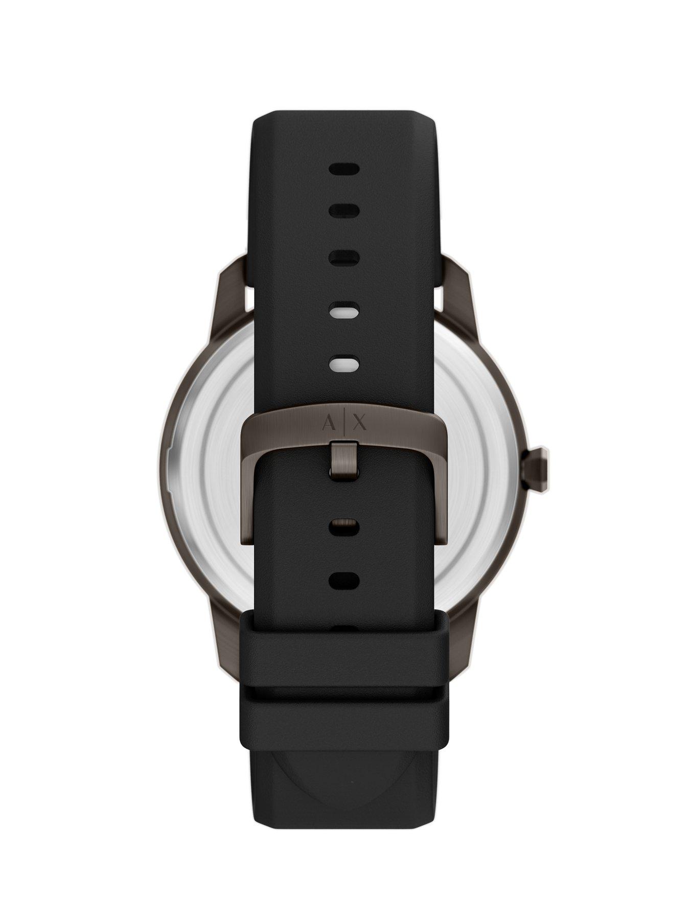 Image 2 of 7 of Armani Exchange Men's Three-Hand Black Silicone Watch, AX2652