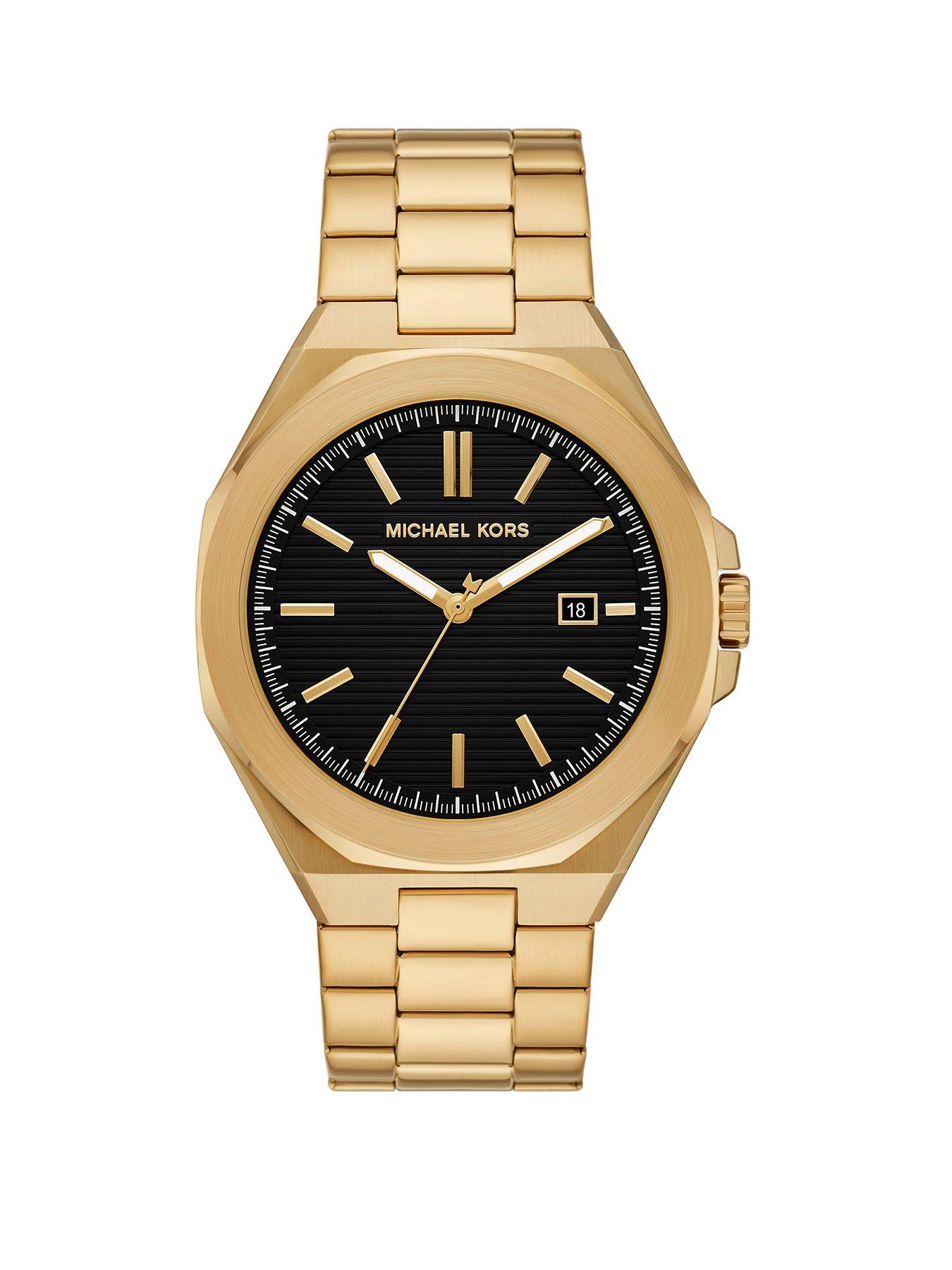 Michael Kors Men's Callum Three-Hand Date Gold-Tone Stainless Steel Watch, MK9288