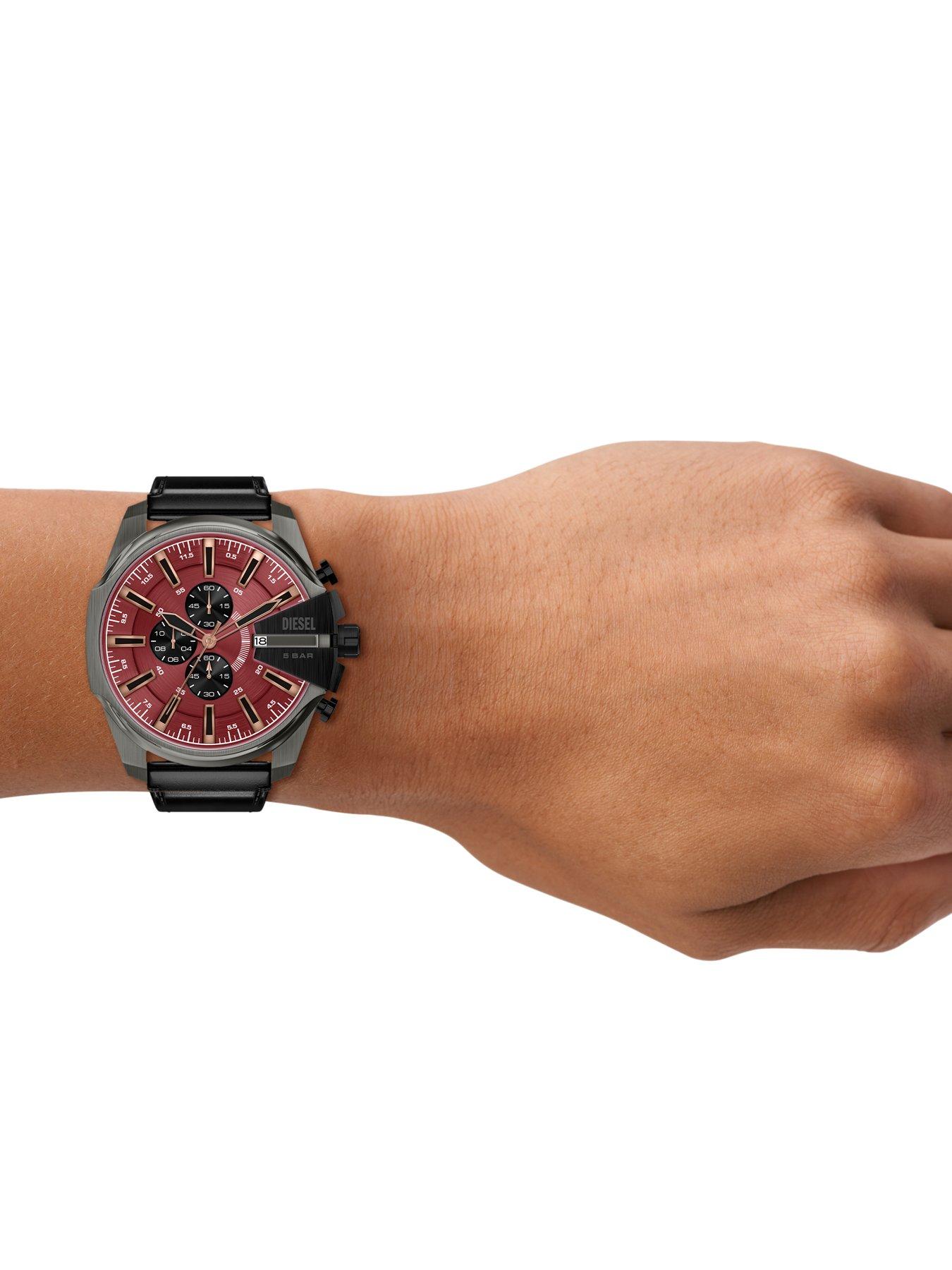 Image 3 of 7 of Diesel Men's Mega Chief Slim Chronograph Black Leather Watch, DZ4714
