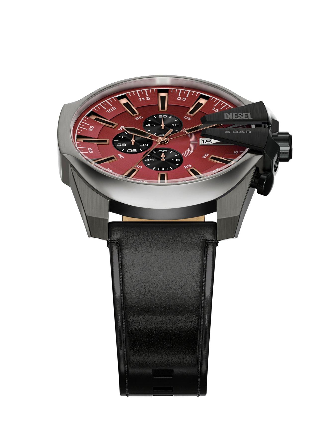 Image 5 of 7 of Diesel Men's Mega Chief Slim Chronograph Black Leather Watch, DZ4714