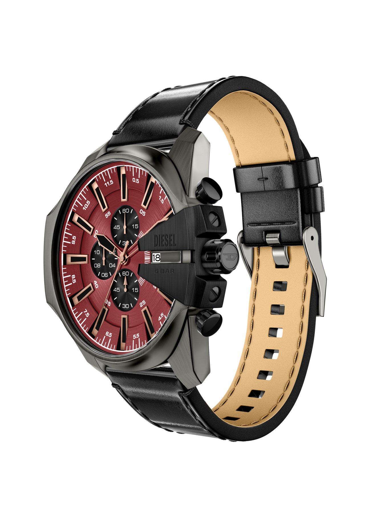 Image 6 of 7 of Diesel Men's Mega Chief Slim Chronograph Black Leather Watch, DZ4714