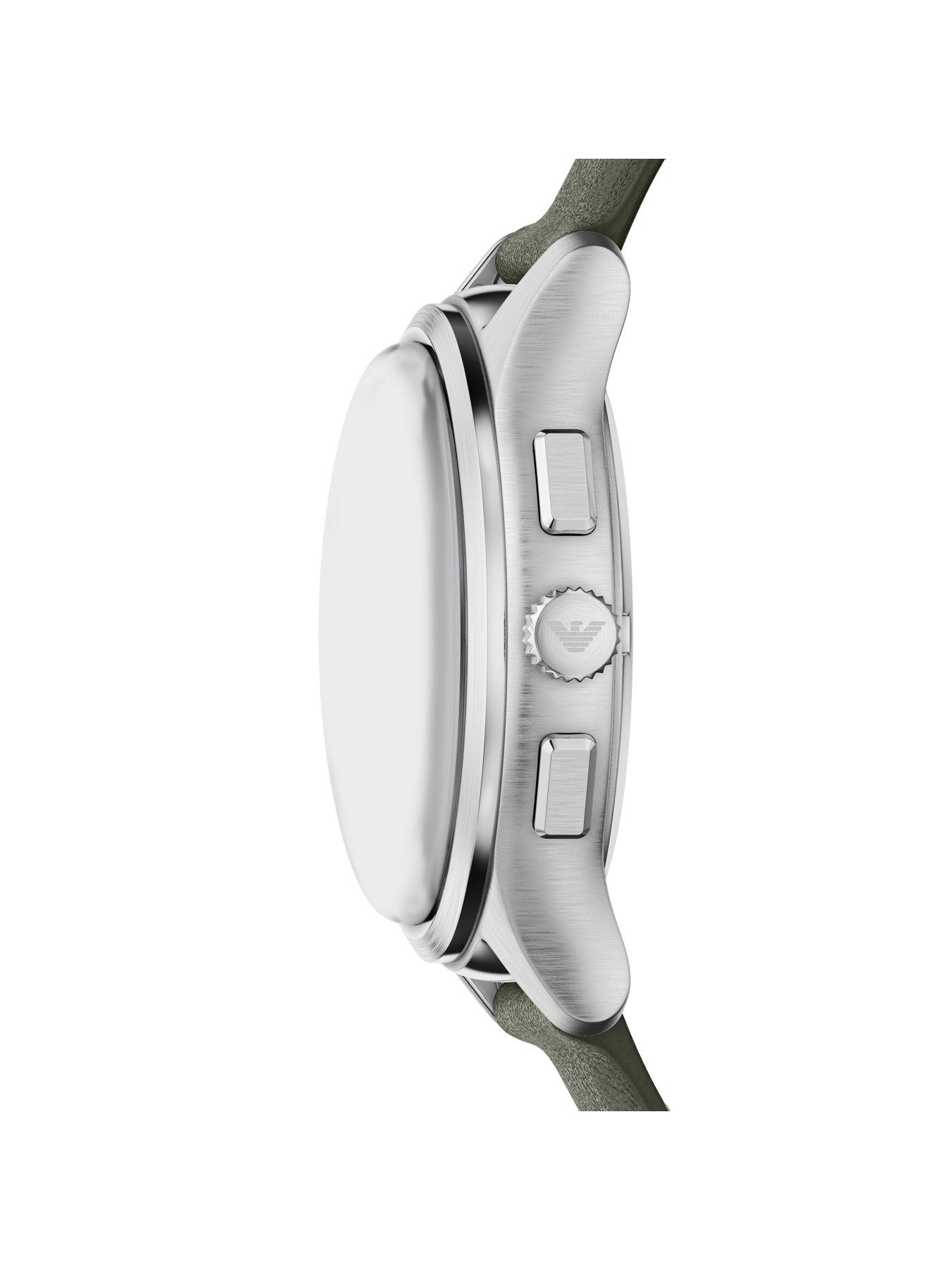 Image 4 of 7 of Emporio Armani Men's Chronograph Green Leather Watch, AR11801