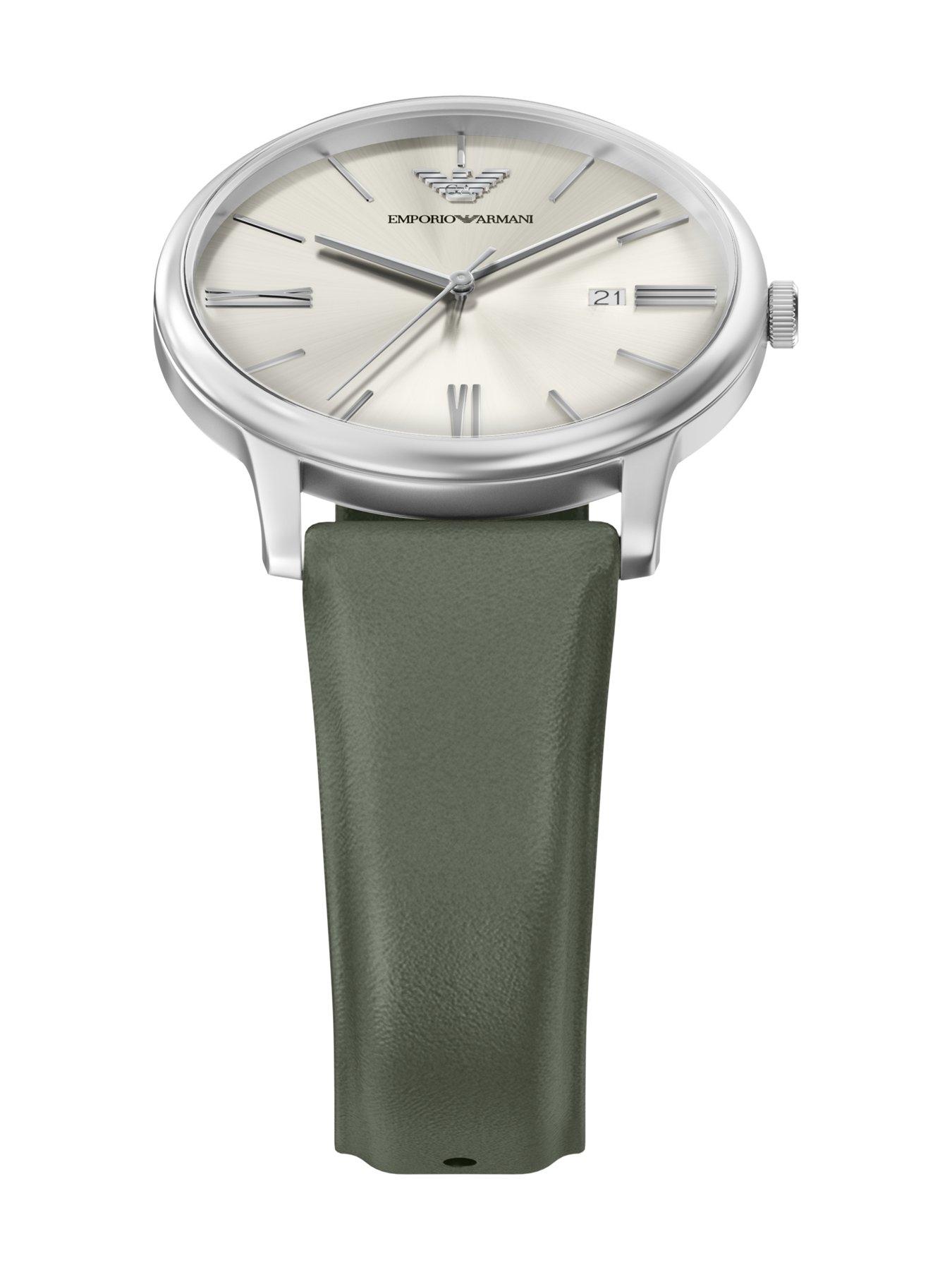 Image 5 of 7 of Emporio Armani Three-Hand Date Green Leather Watch (AR11811)