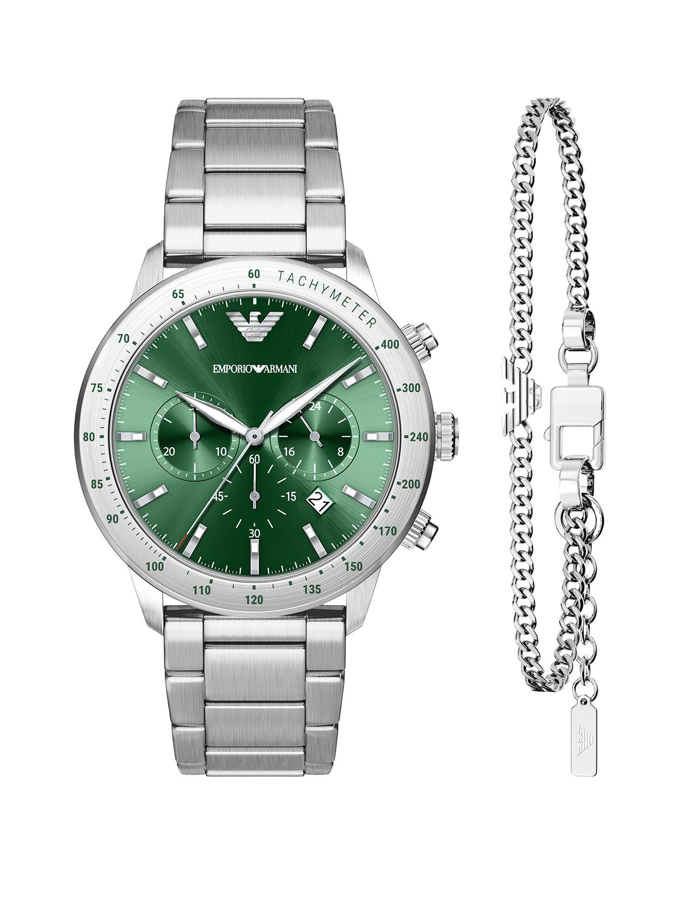 Emporio Armani Men's Chronograph Stainless Steel Watch and Bracelet Set, AR80088SET