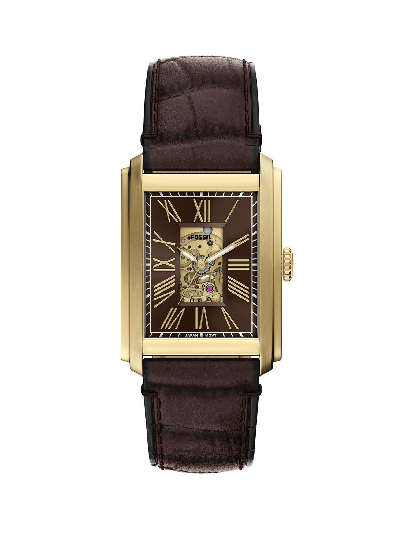 Image 1 of 7 of Fossil Men's Carraway Automatic Brown Croco Leather Watch, ME3281