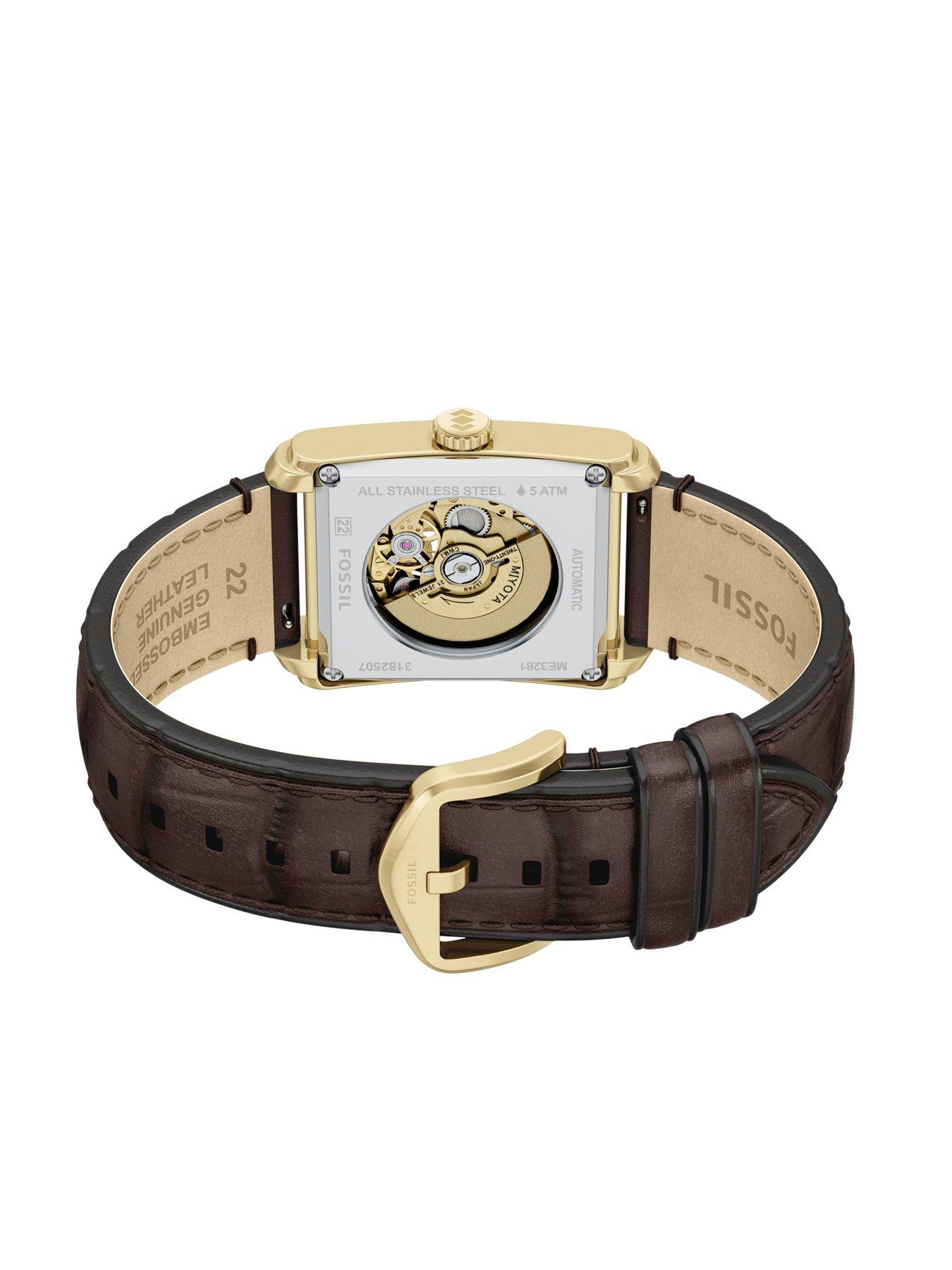 Image 5 of 7 of Fossil Men's Carraway Automatic Brown Croco Leather Watch, ME3281