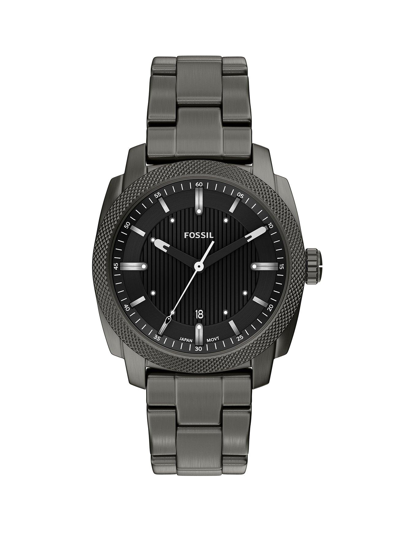 Image 1 of 7 of Fossil Men's Machine Three-Hand Date Smoke Stainless Steel Watch, FS6185