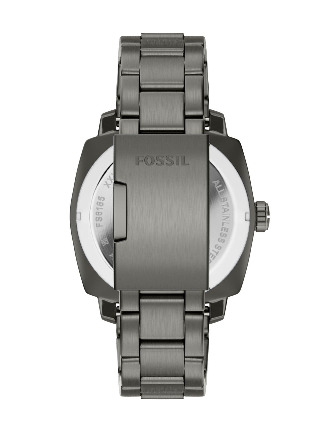 Image 2 of 7 of Fossil Men's Machine Three-Hand Date Smoke Stainless Steel Watch, FS6185