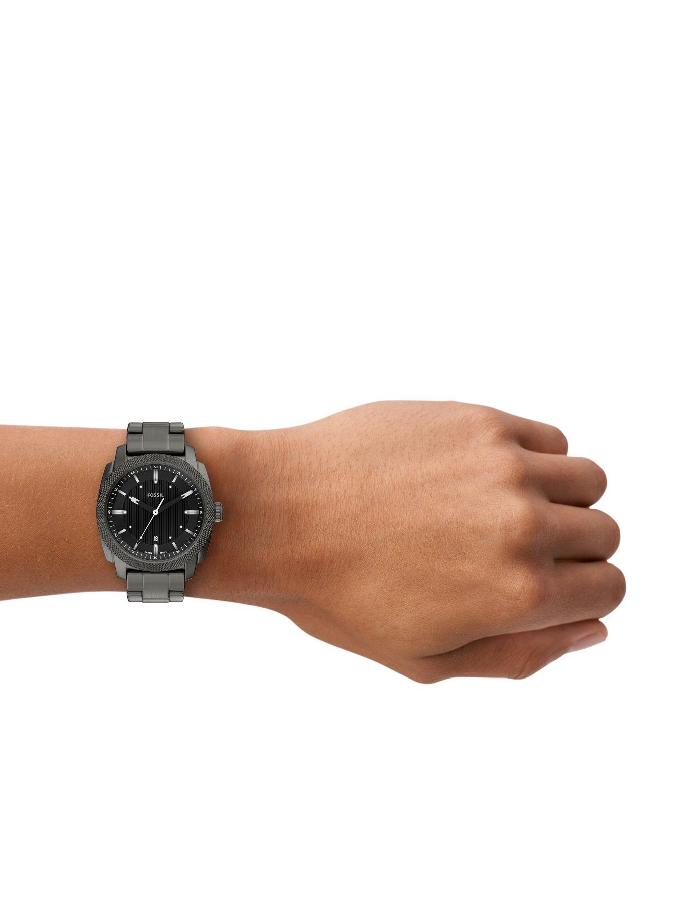 Image 3 of 7 of Fossil Men's Machine Three-Hand Date Smoke Stainless Steel Watch, FS6185