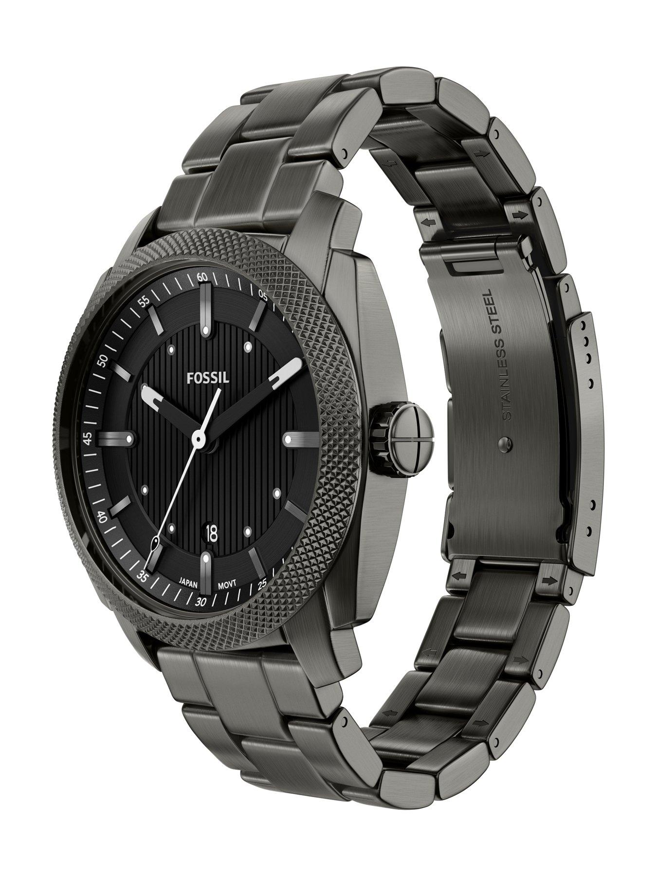 Image 6 of 7 of Fossil Men's Machine Three-Hand Date Smoke Stainless Steel Watch, FS6185