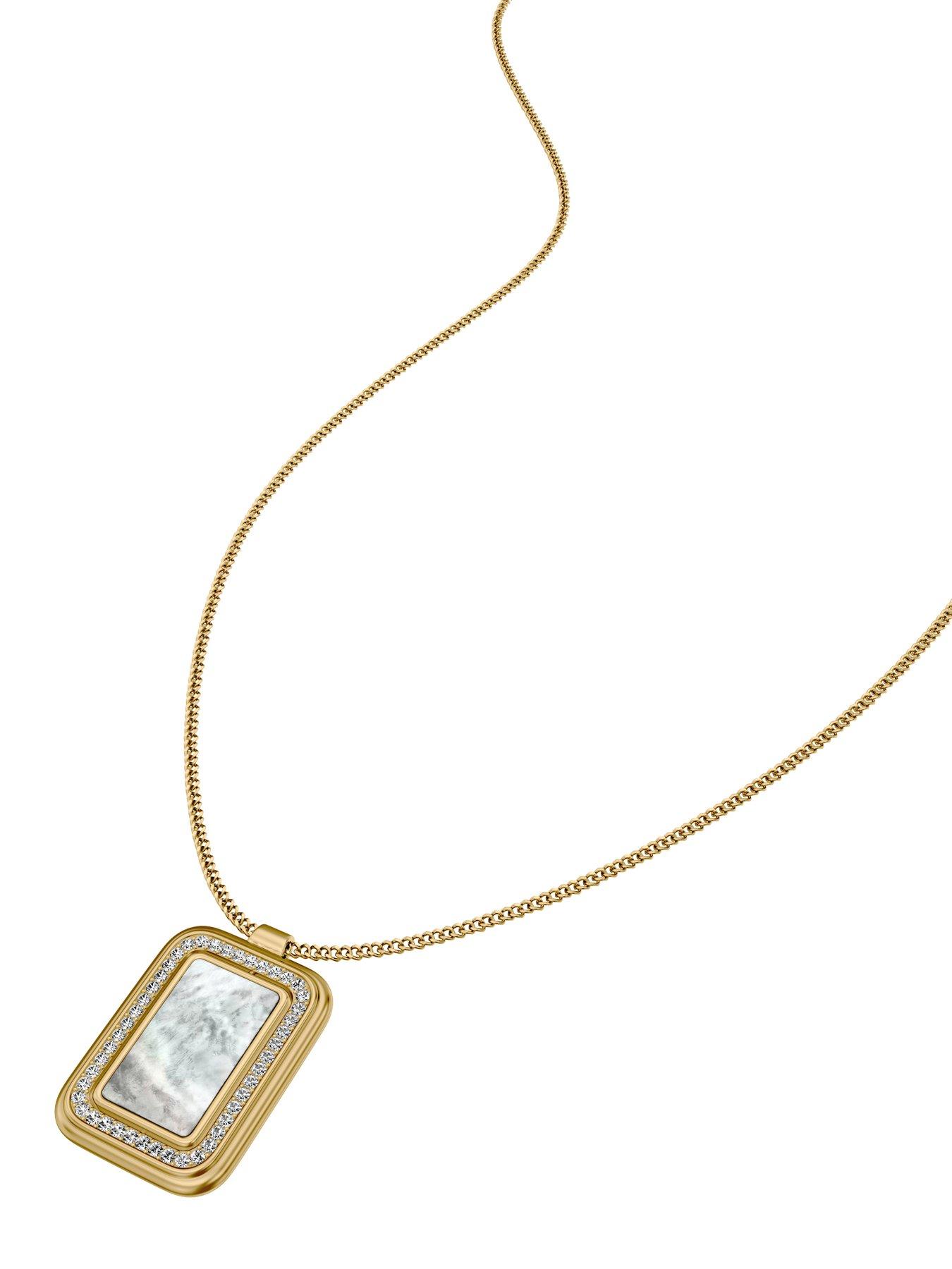 Image 2 of 7 of Fossil Raquel Mother-of-Pearl Spinning Pendant Necklace