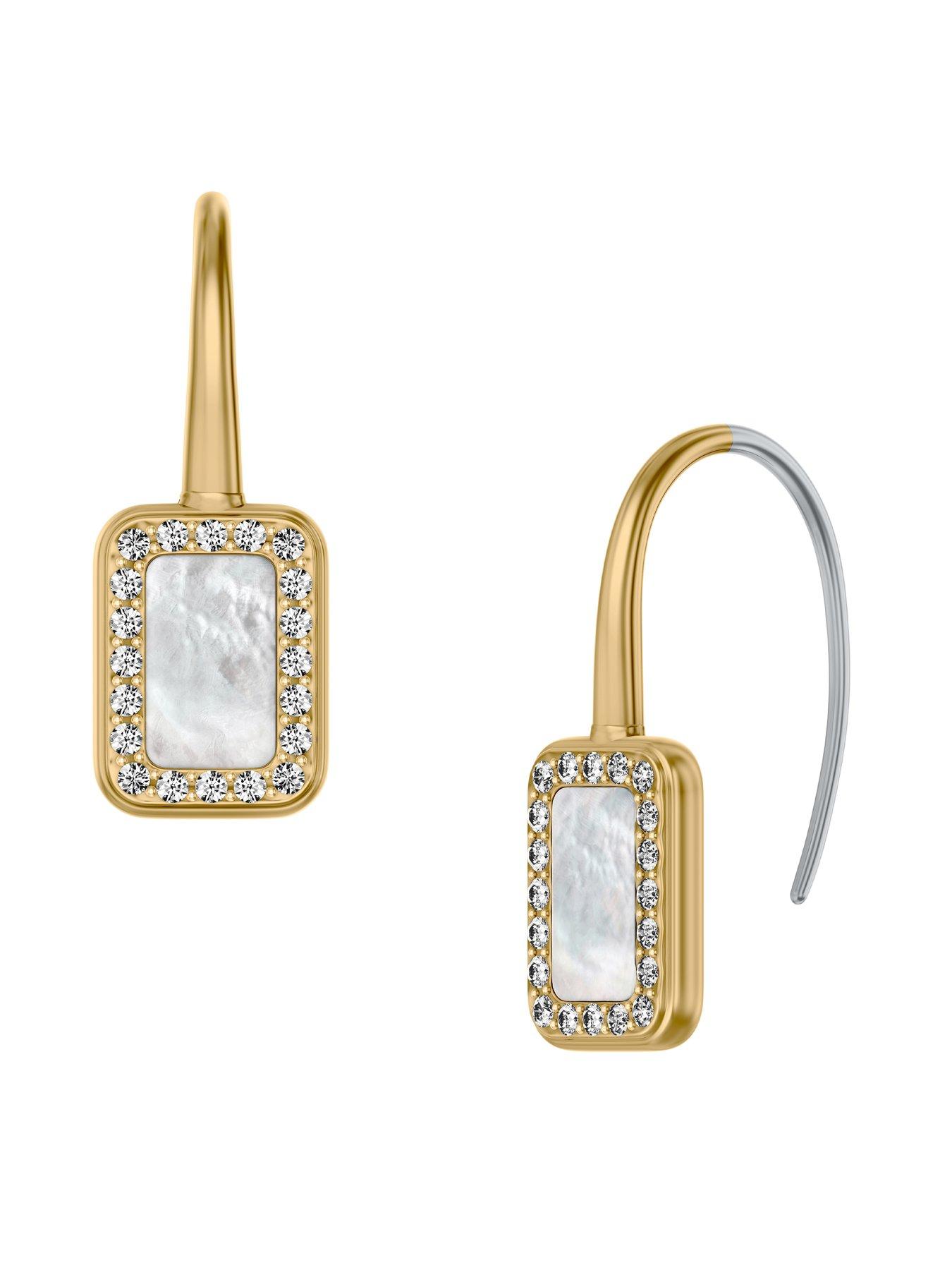 Image 2 of 5 of Fossil Raquel Glitz White Mother-of-Pearl Drop Earrings