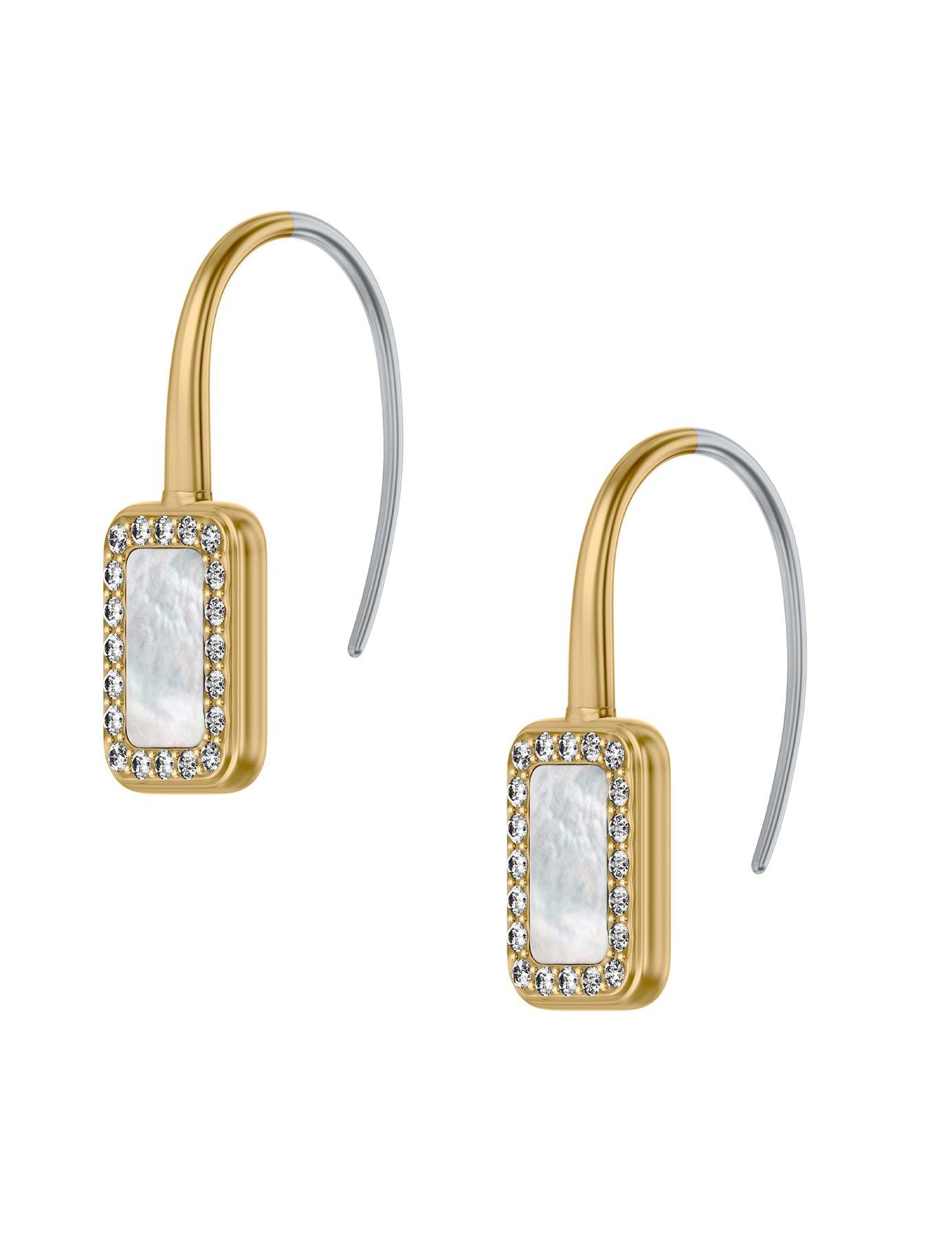 Image 3 of 5 of Fossil Raquel Glitz White Mother-of-Pearl Drop Earrings