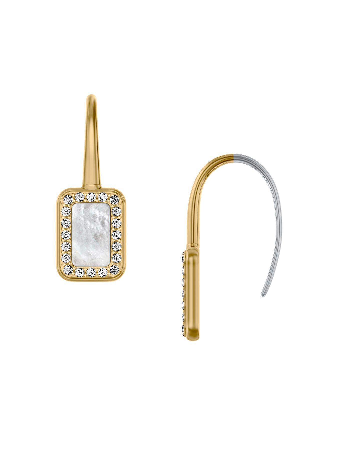 Image 4 of 5 of Fossil Raquel Glitz White Mother-of-Pearl Drop Earrings