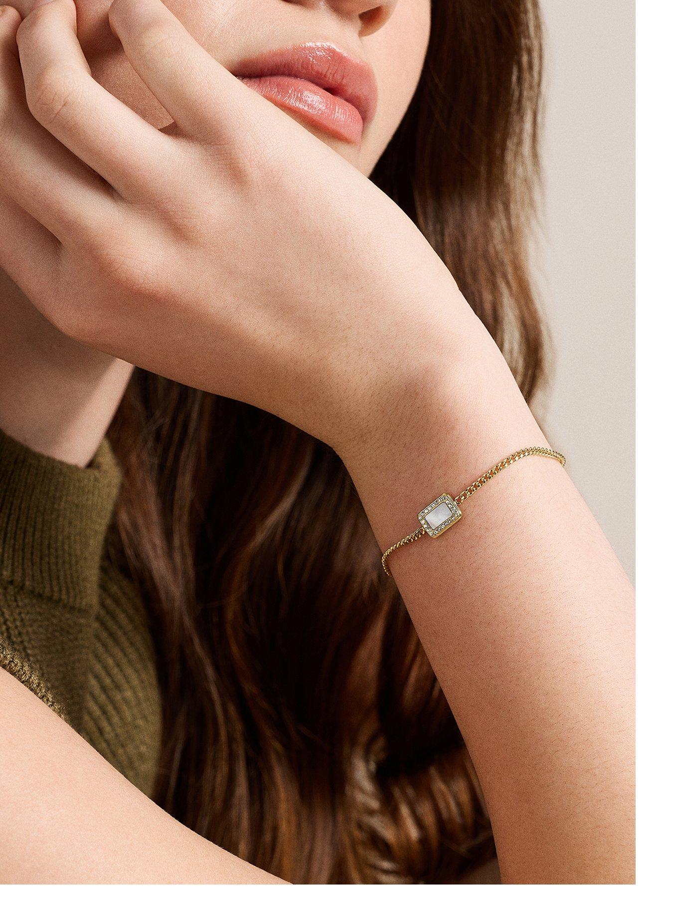 Fossil Raquel Glitz White Mother-of-Pearl Station Bracelet - Gold