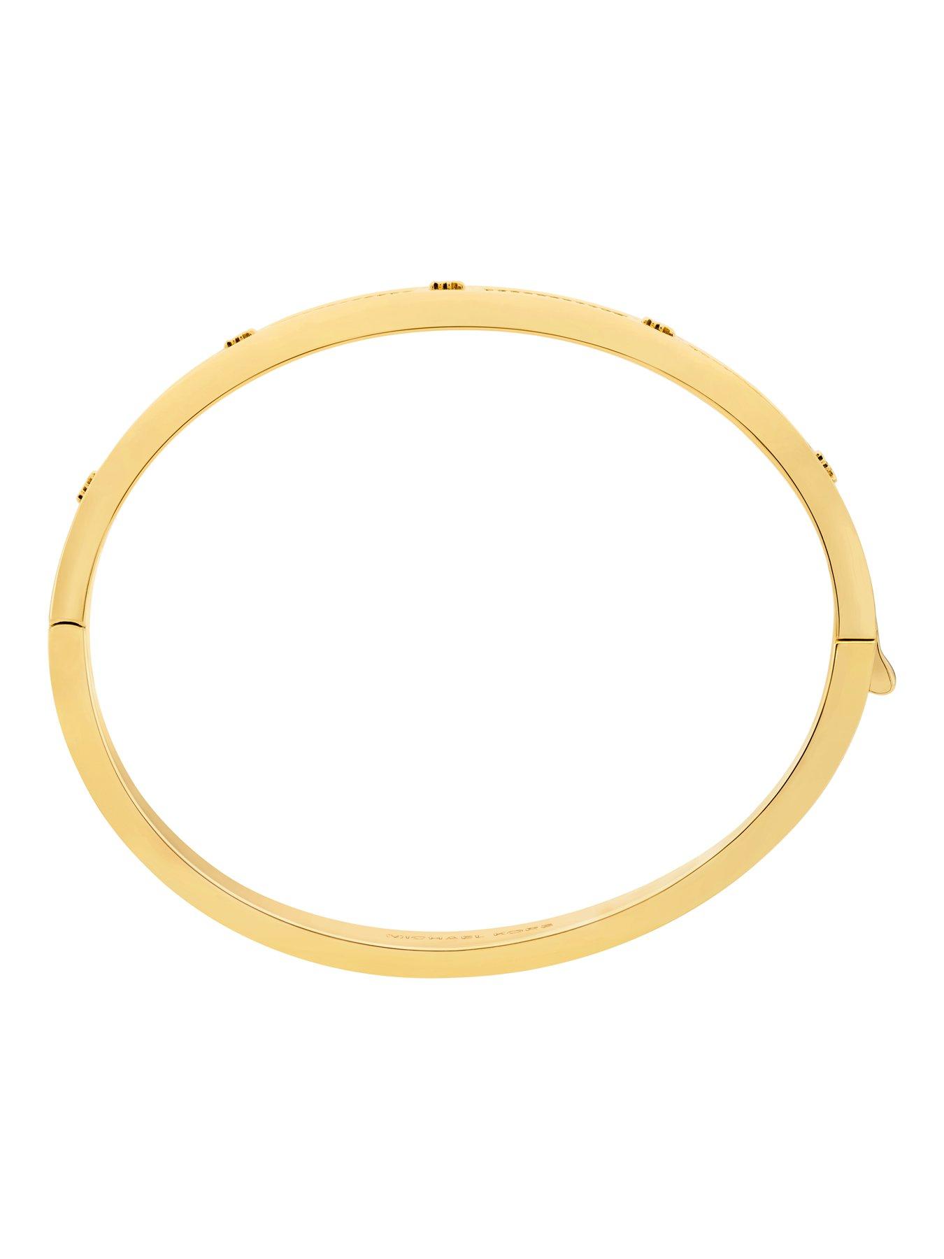 Image 3 of 4 of Michael Kors Pave Logo Bangle Bracelet - Gold