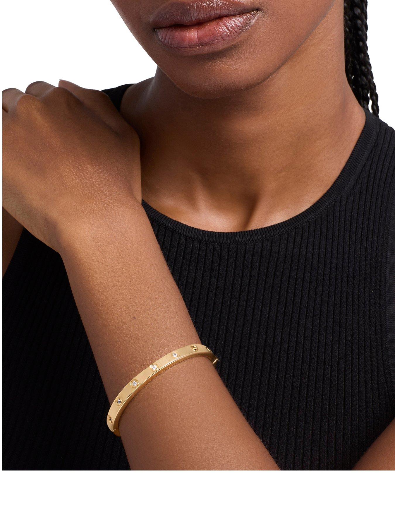 Image 1 of 4 of Michael Kors Stone Station Bangle Bracelet - Gold
