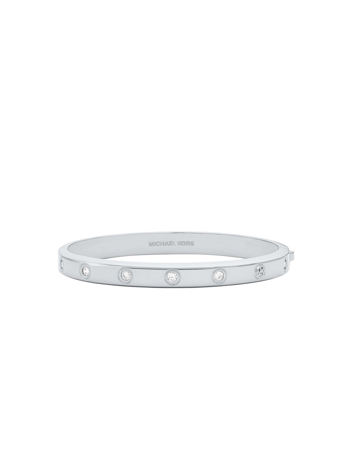 Image 2 of 4 of Michael Kors Stone Station Bangle Bracelet - Silver