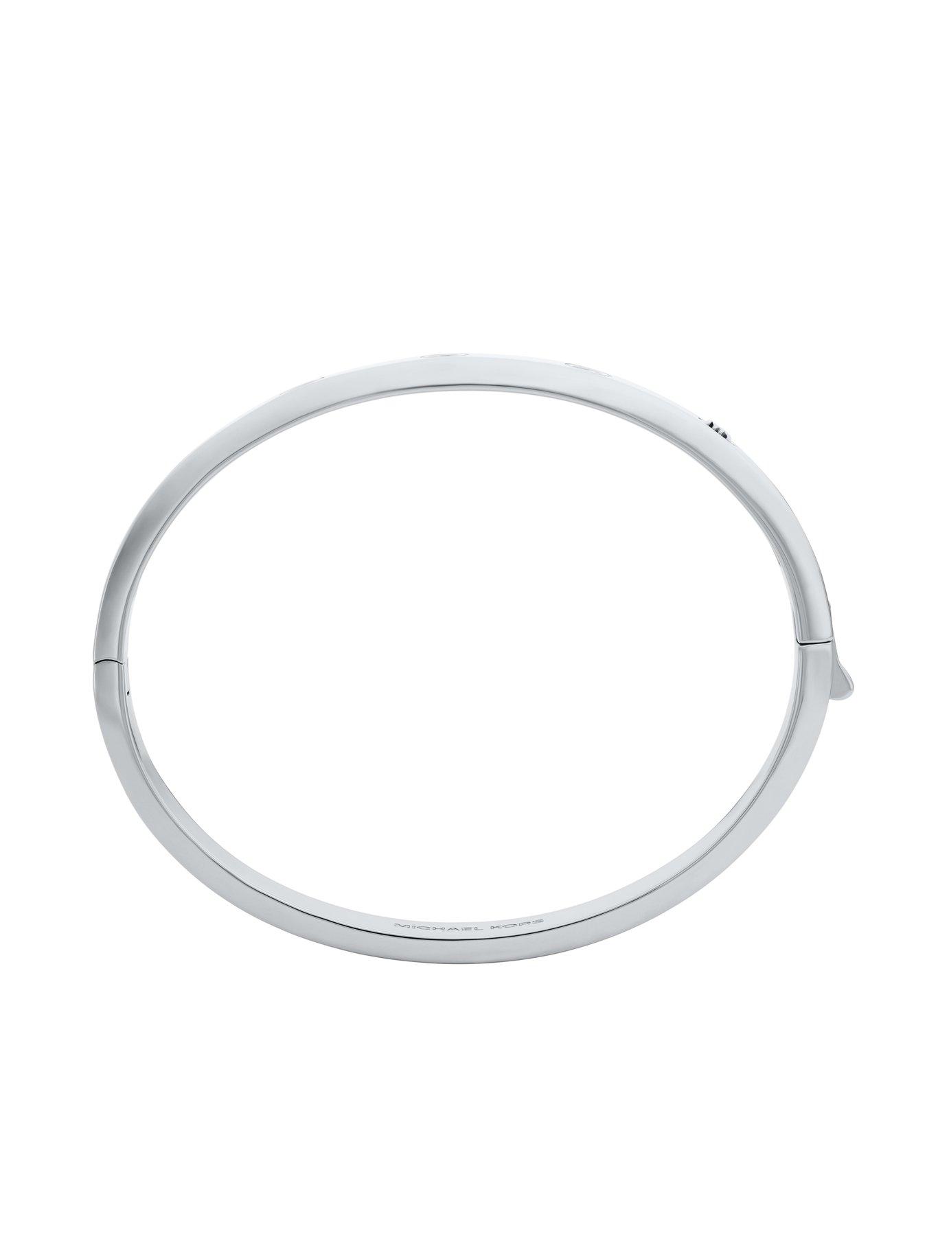 Image 3 of 4 of Michael Kors Stone Station Bangle Bracelet - Silver