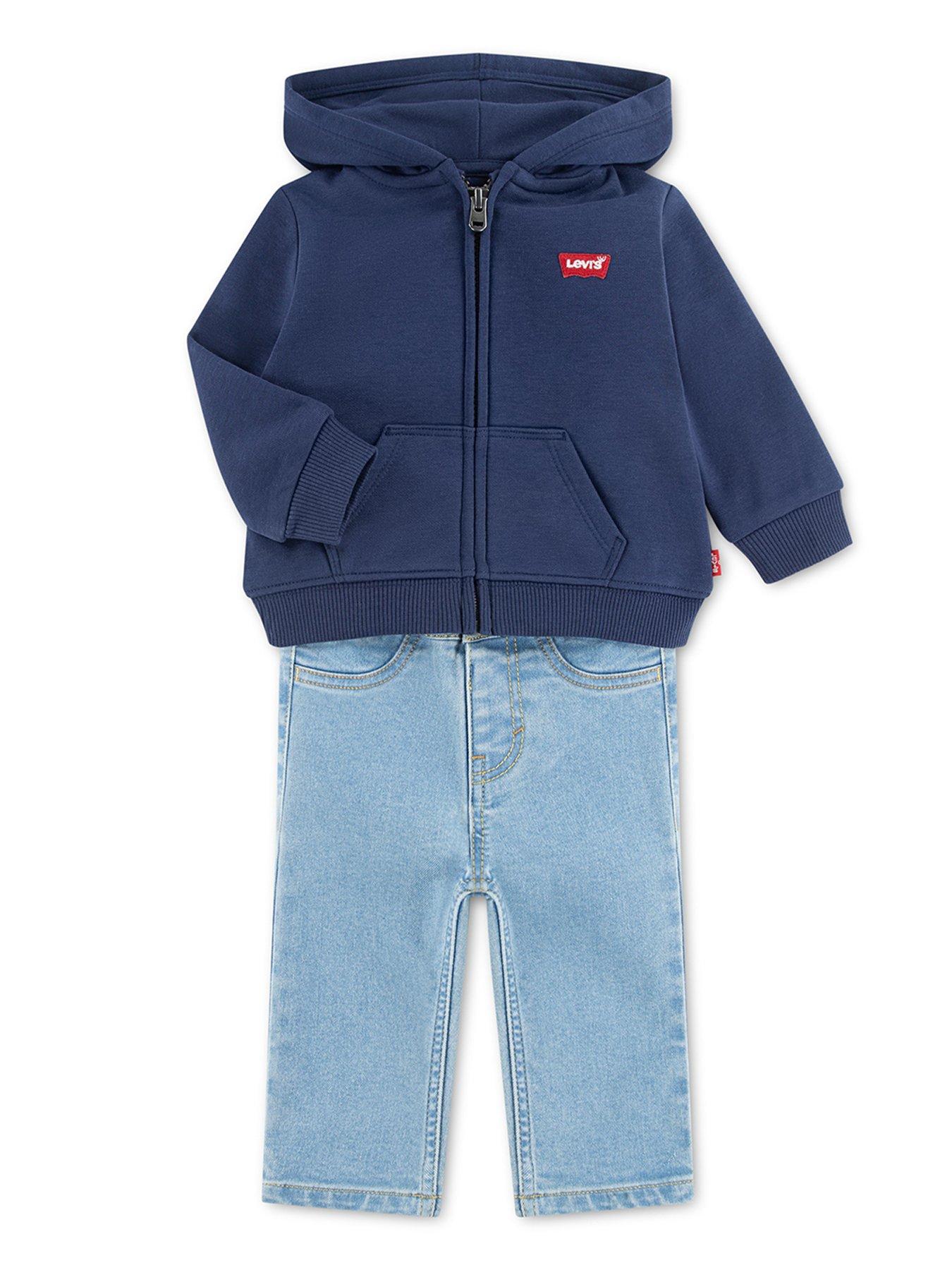 Image 3 of 6 of Levi's Boys Full Zip Printed 3 Piece Hoodie Set - Blue