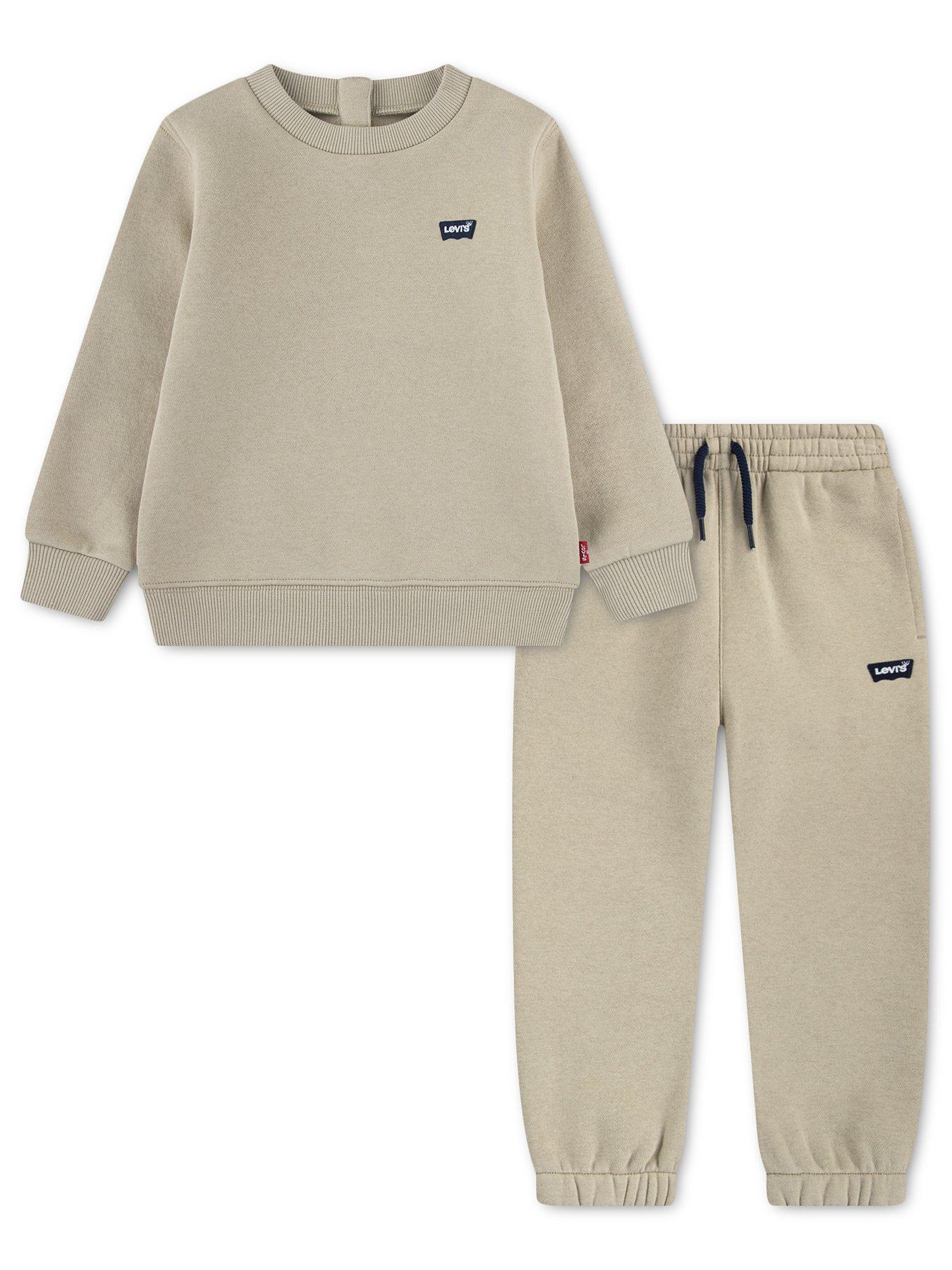 Levi's Baby Marl Crew Neck Sweatshirt  &  Jogger Set - Beige