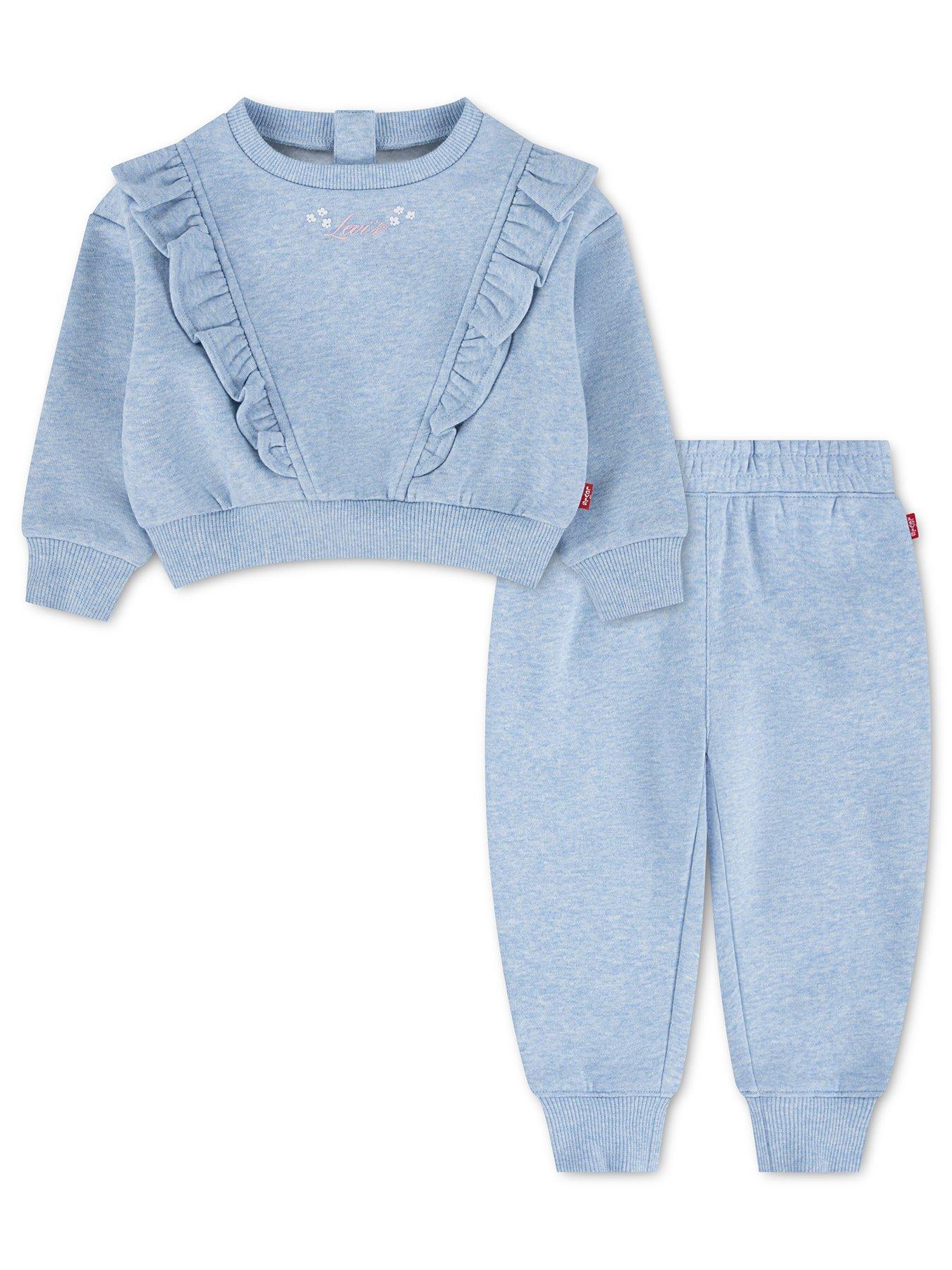 Levi's Baby Ruffled Crewneck And Jogger - Skyway Heather Grey