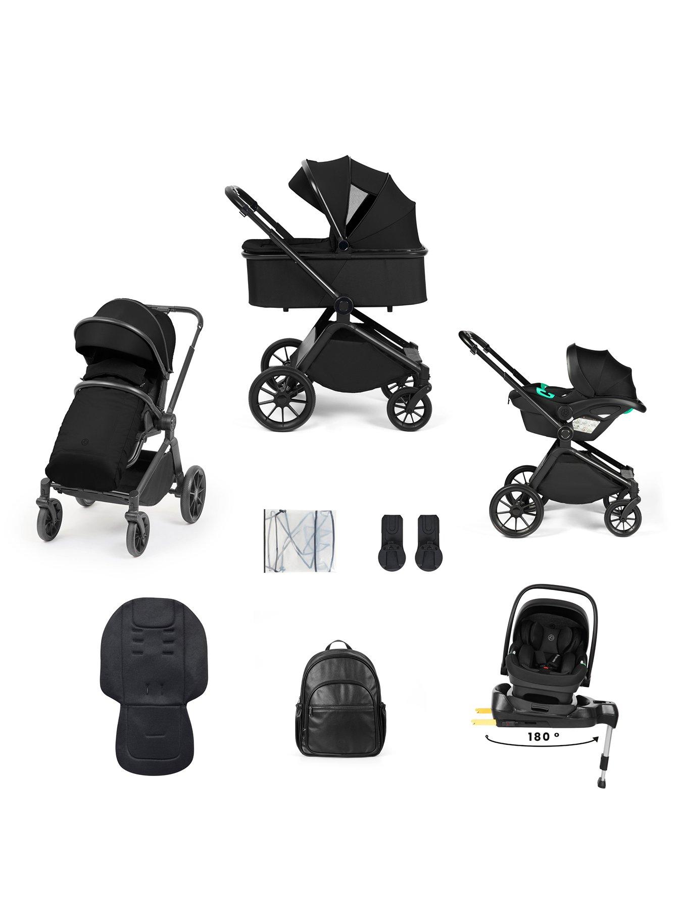 Ickle Bubba Altima 12 Piece Travel System with i-Size Nimbus Car Seat & Spin ISOFIX Base - All Black