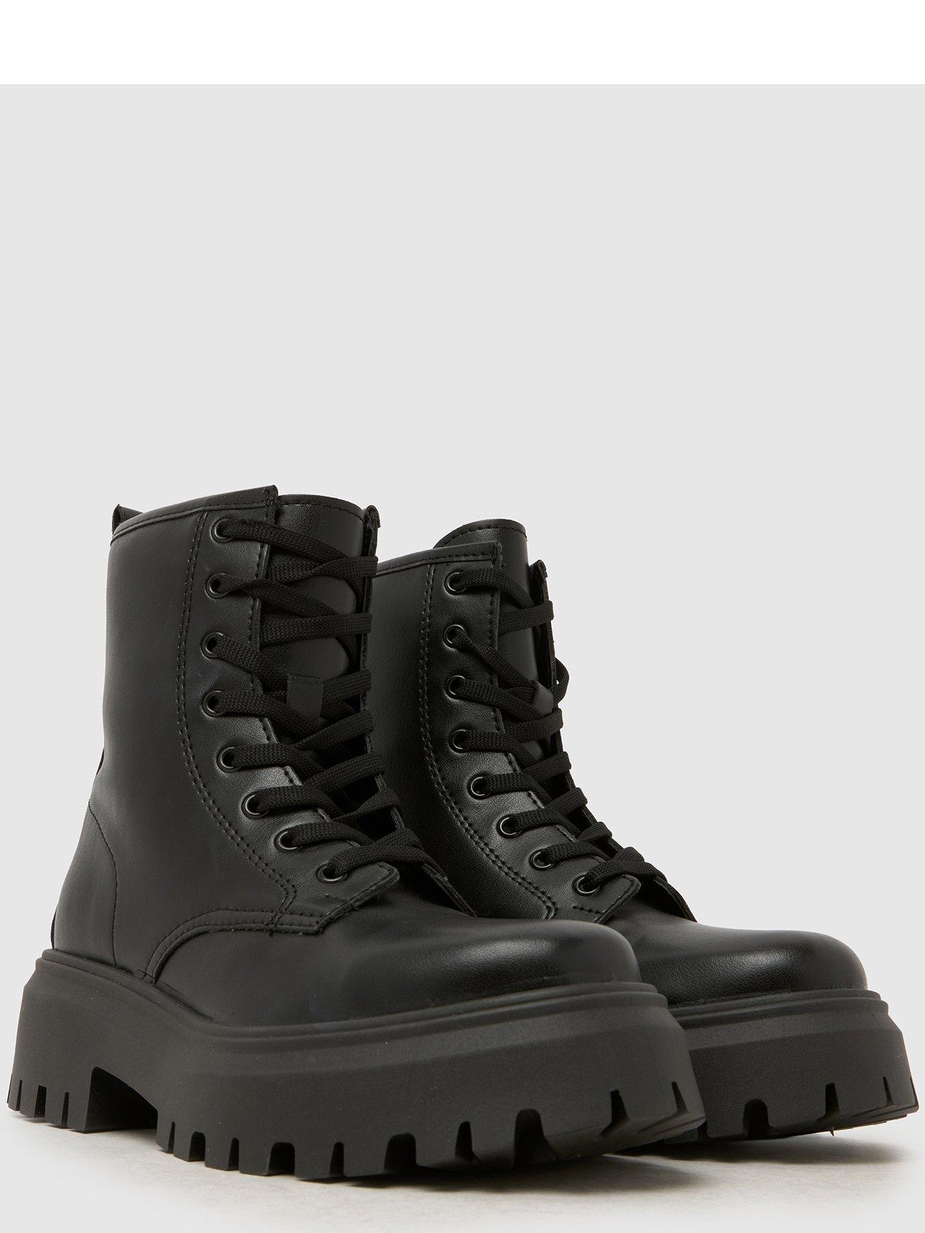 Image 2 of 4 of Schuh Angel Chunky Lace Up Boots - Black