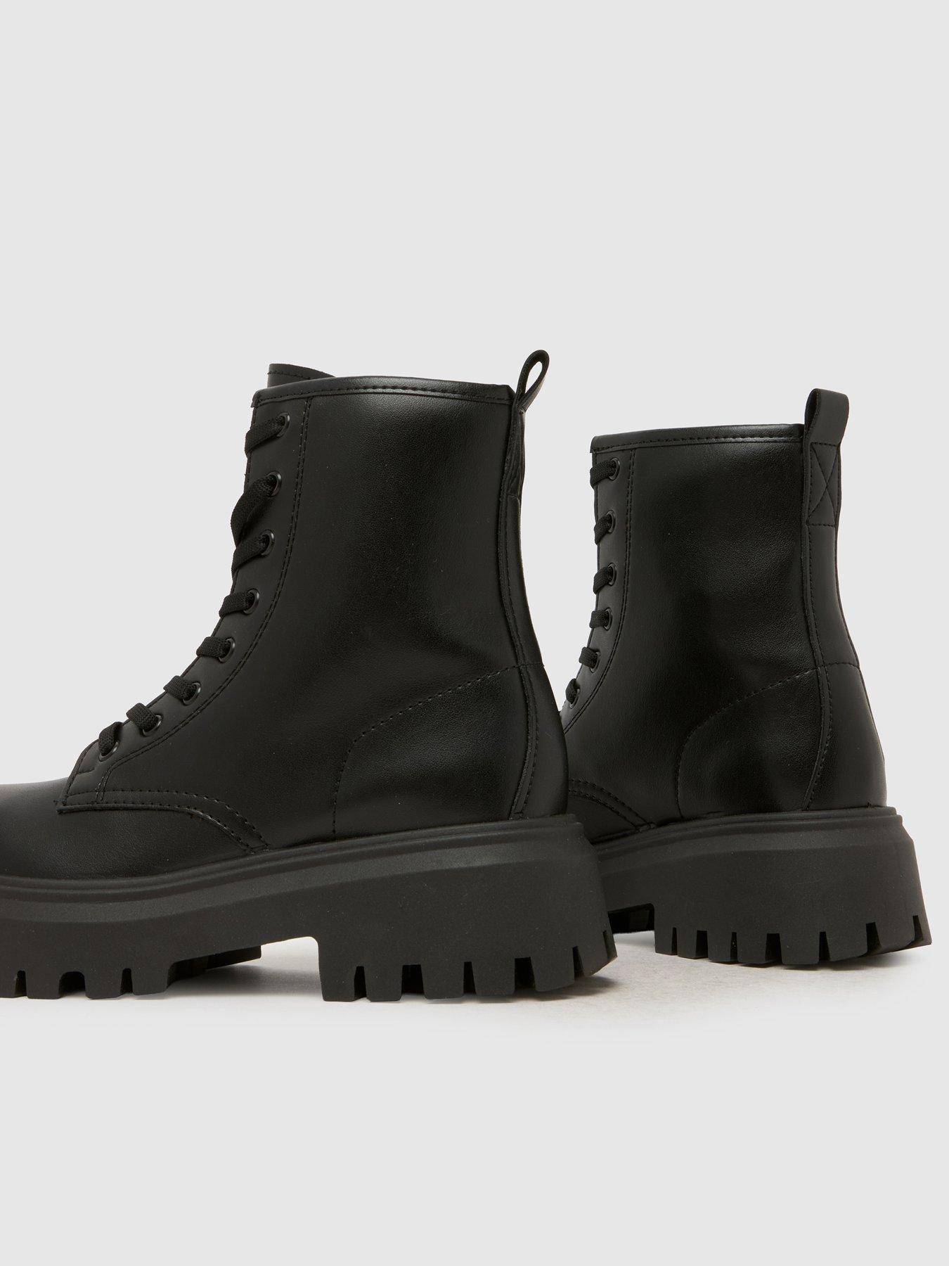 Image 4 of 4 of Schuh Angel Chunky Lace Up Boots - Black
