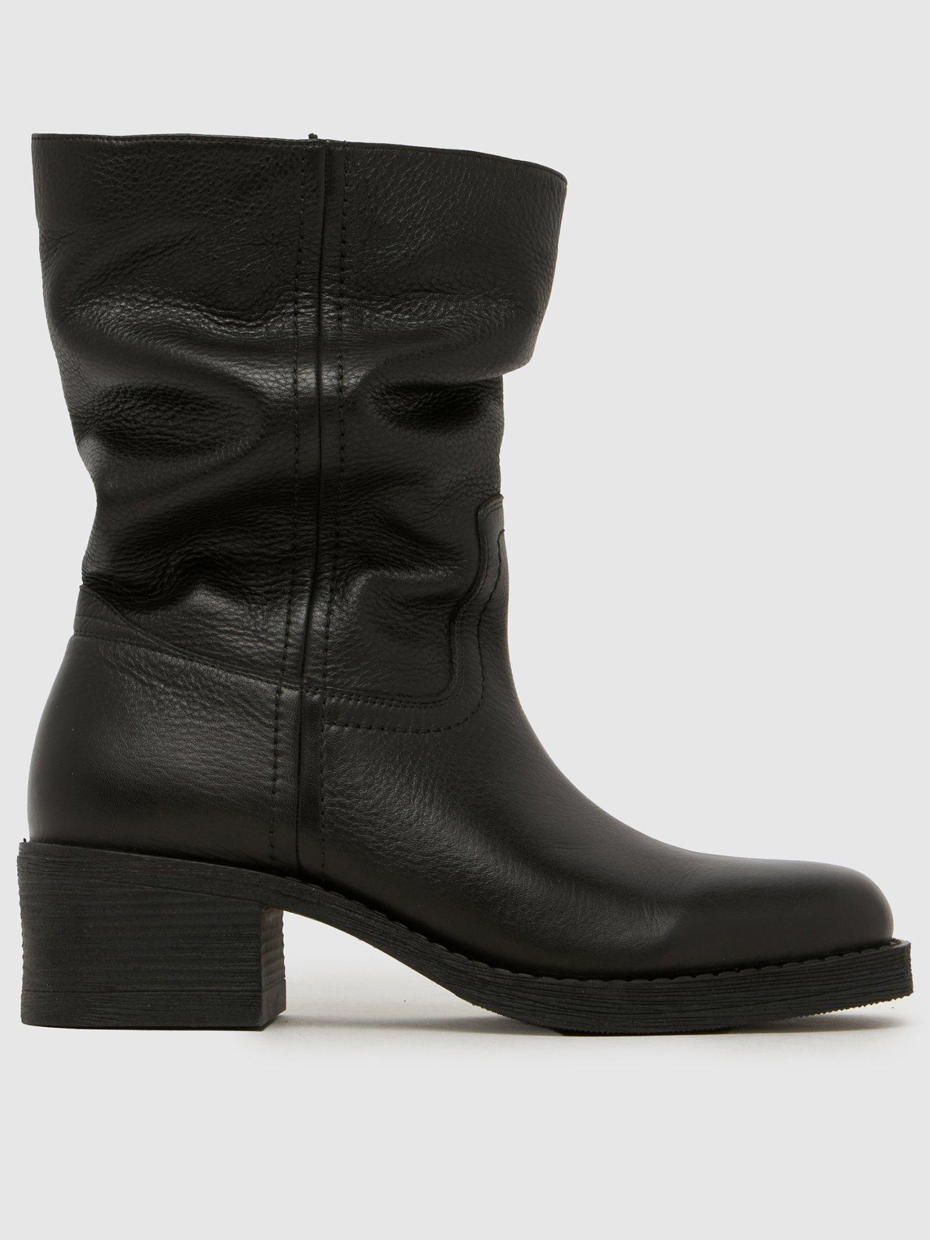 Image 1 of 4 of Schuh Dakota Slouch Leather Ankle Boot - Black