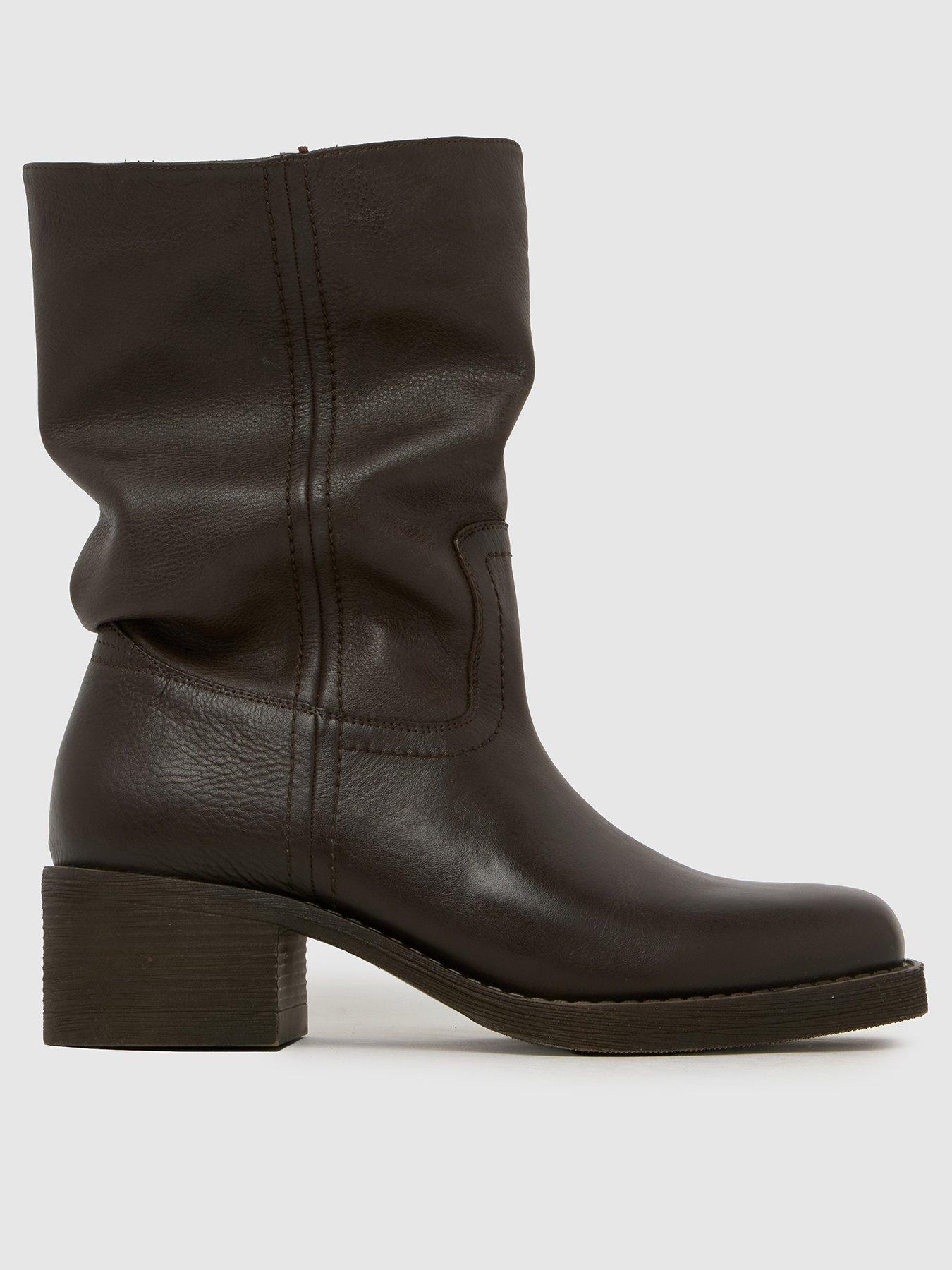 Image 1 of 4 of Schuh Dakota Slouch Leather Ankle Boot - Brown