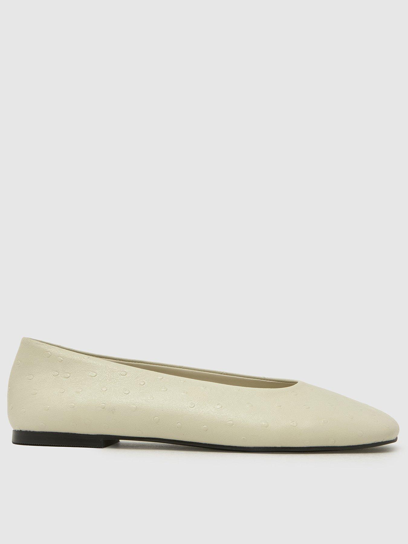 Image 1 of 4 of Schuh Lilah Leather Square Toe Ballet Flats - White