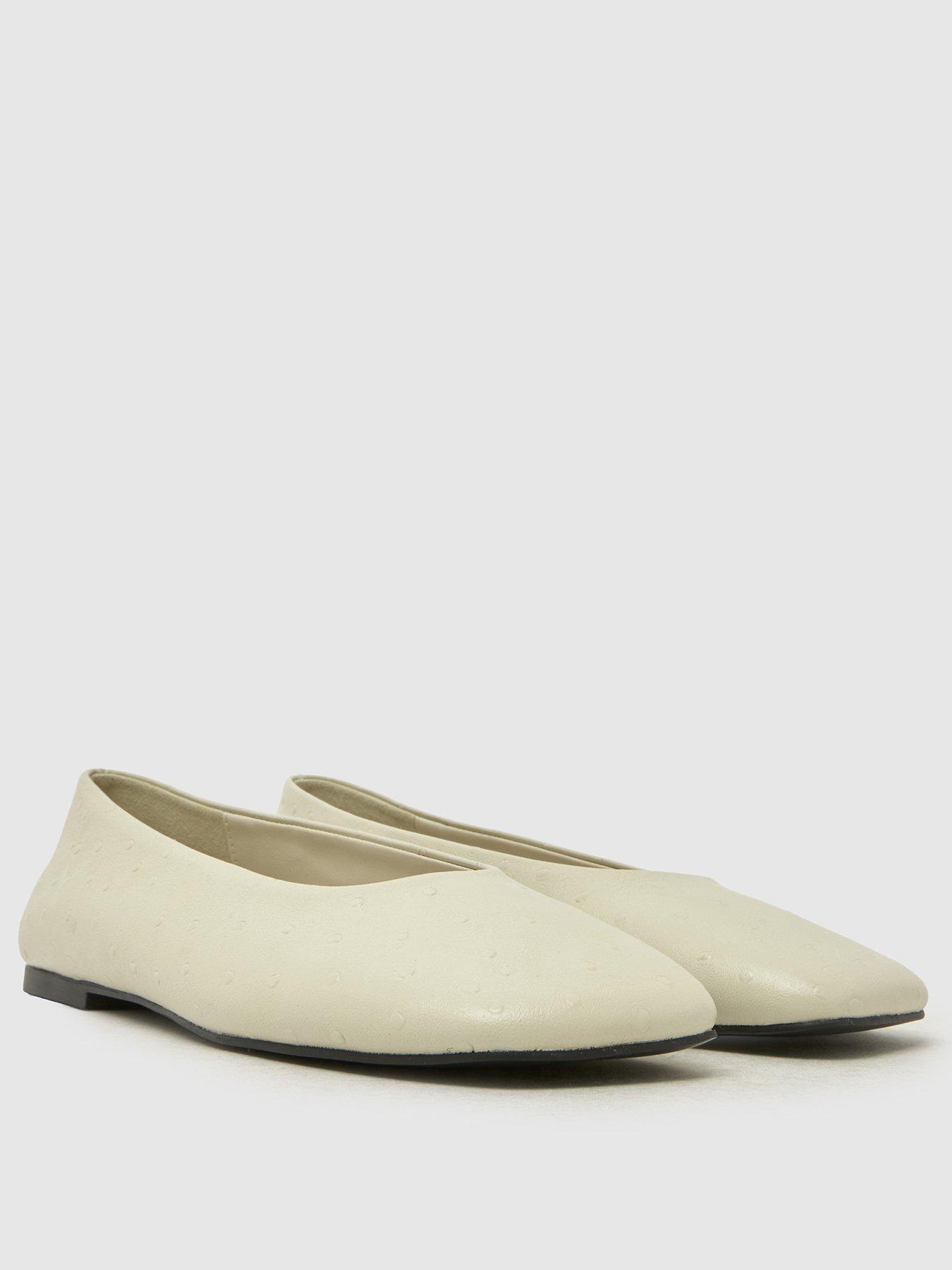 Image 2 of 4 of Schuh Lilah Leather Square Toe Ballet Flats - White