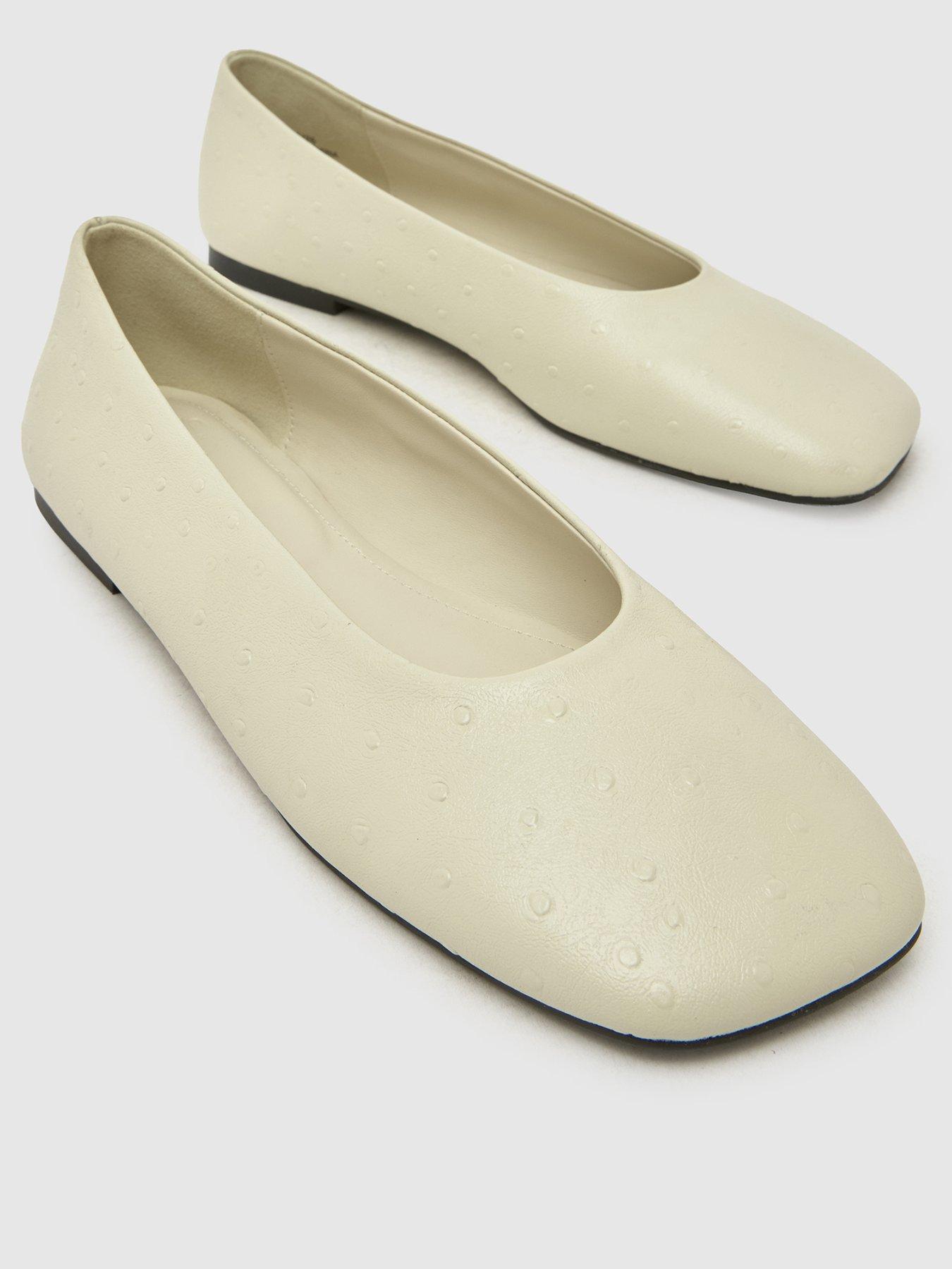 Image 3 of 4 of Schuh Lilah Leather Square Toe Ballet Flats - White