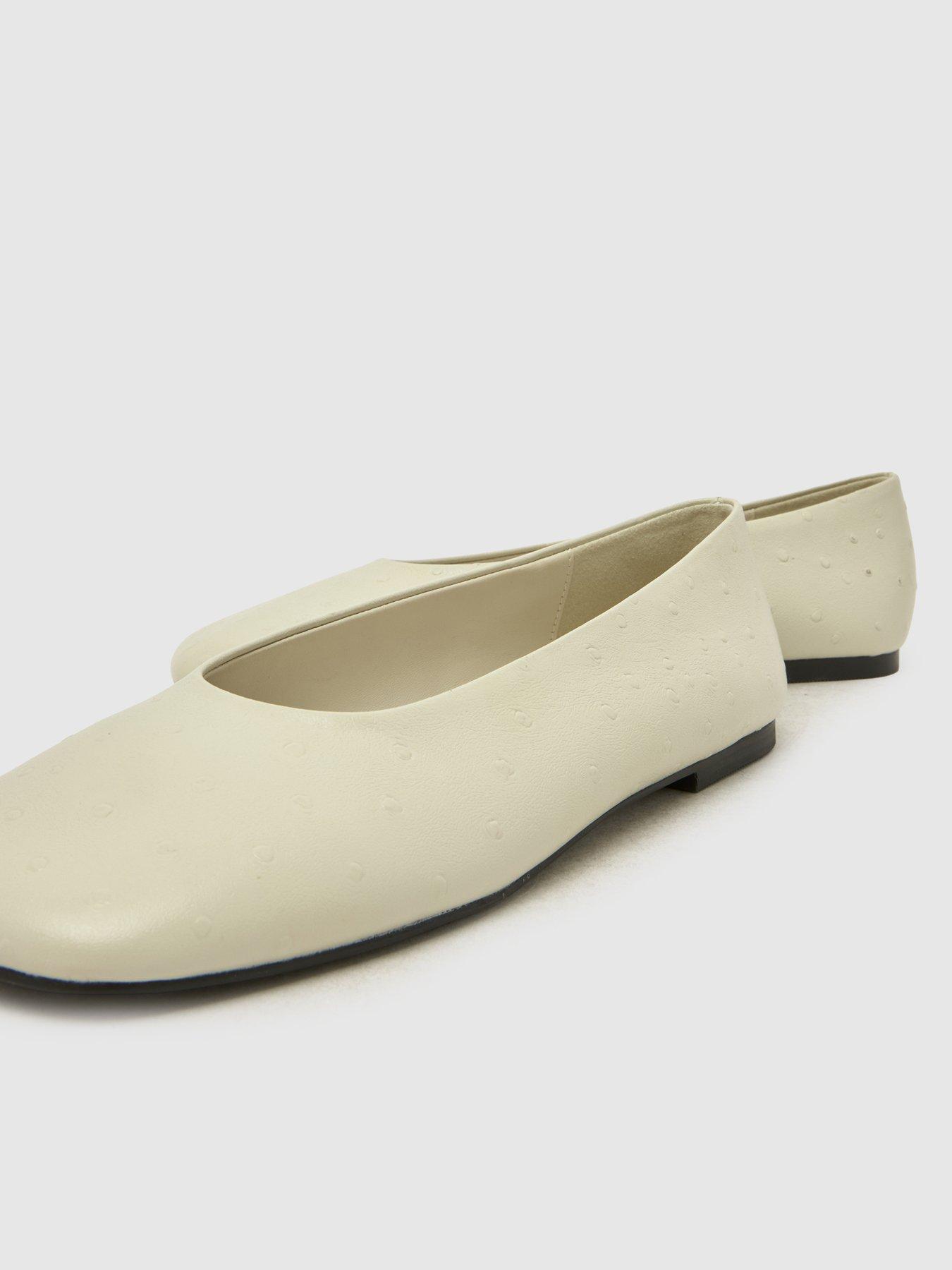 Image 4 of 4 of Schuh Lilah Leather Square Toe Ballet Flats - White