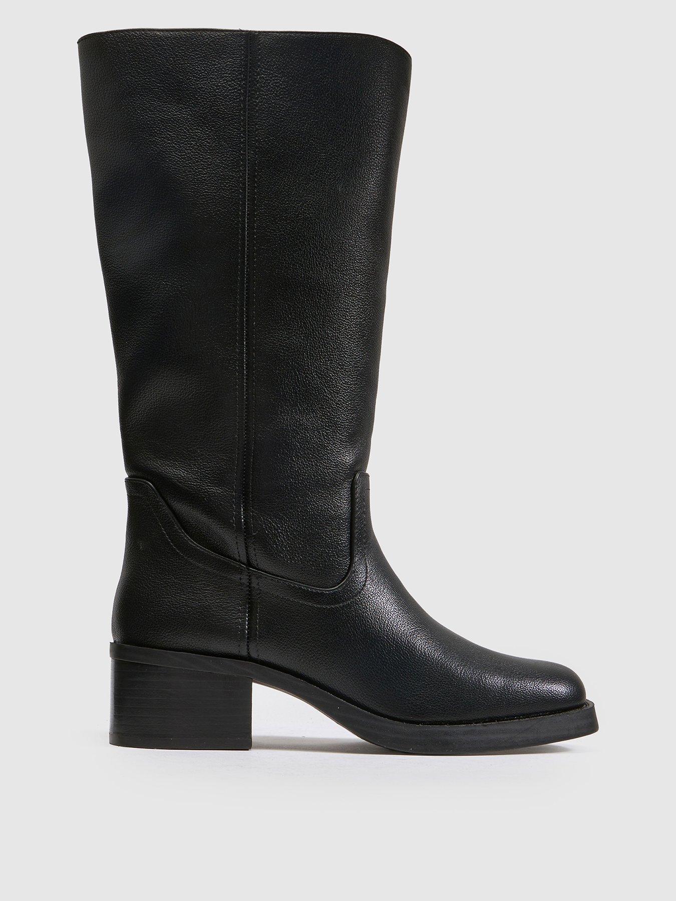 Image 1 of 3 of Schuh Womens Denmark Pull-On Low Block Heel Knee High Boots - Black