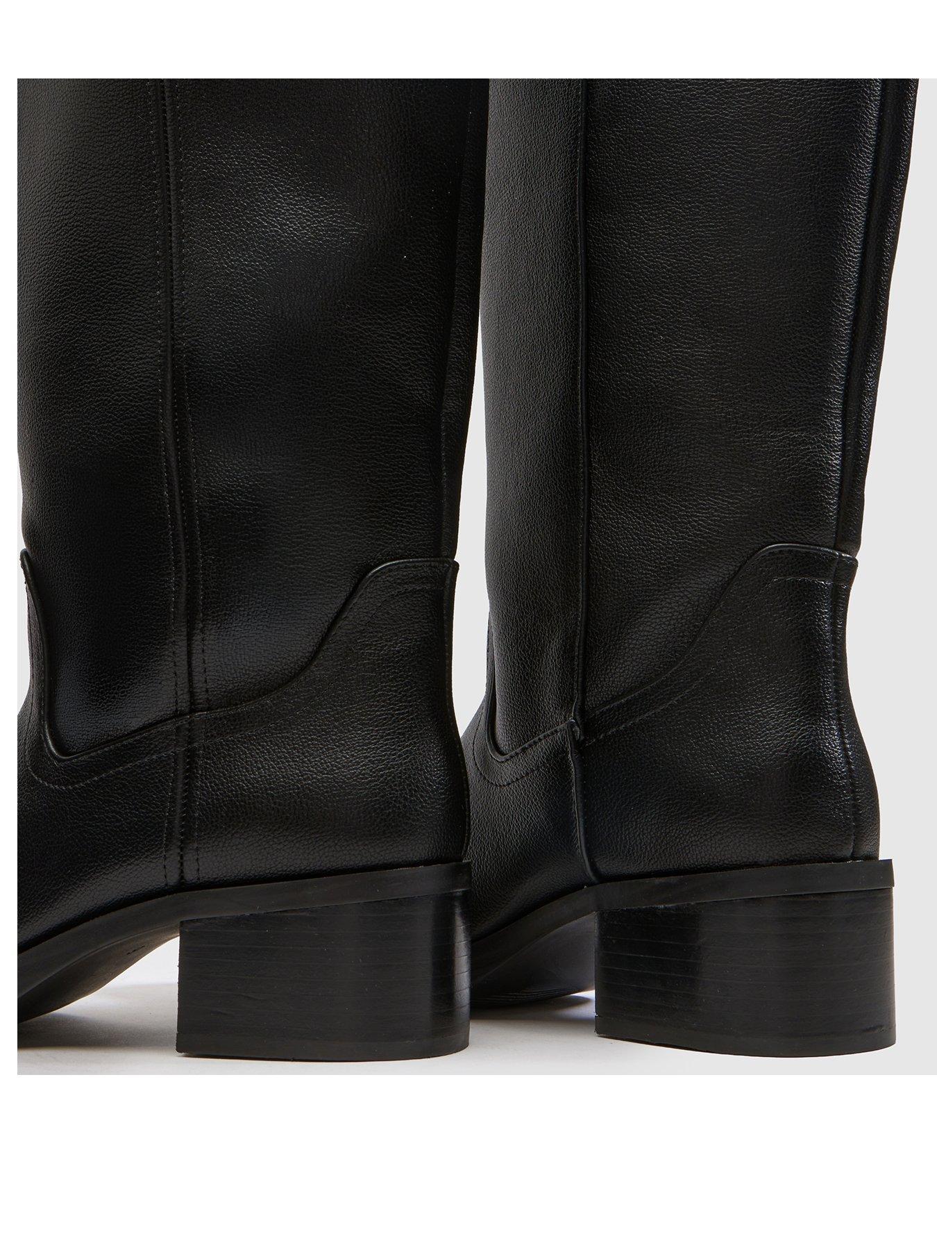 Image 2 of 3 of Schuh Womens Denmark Pull-On Low Block Heel Knee High Boots - Black