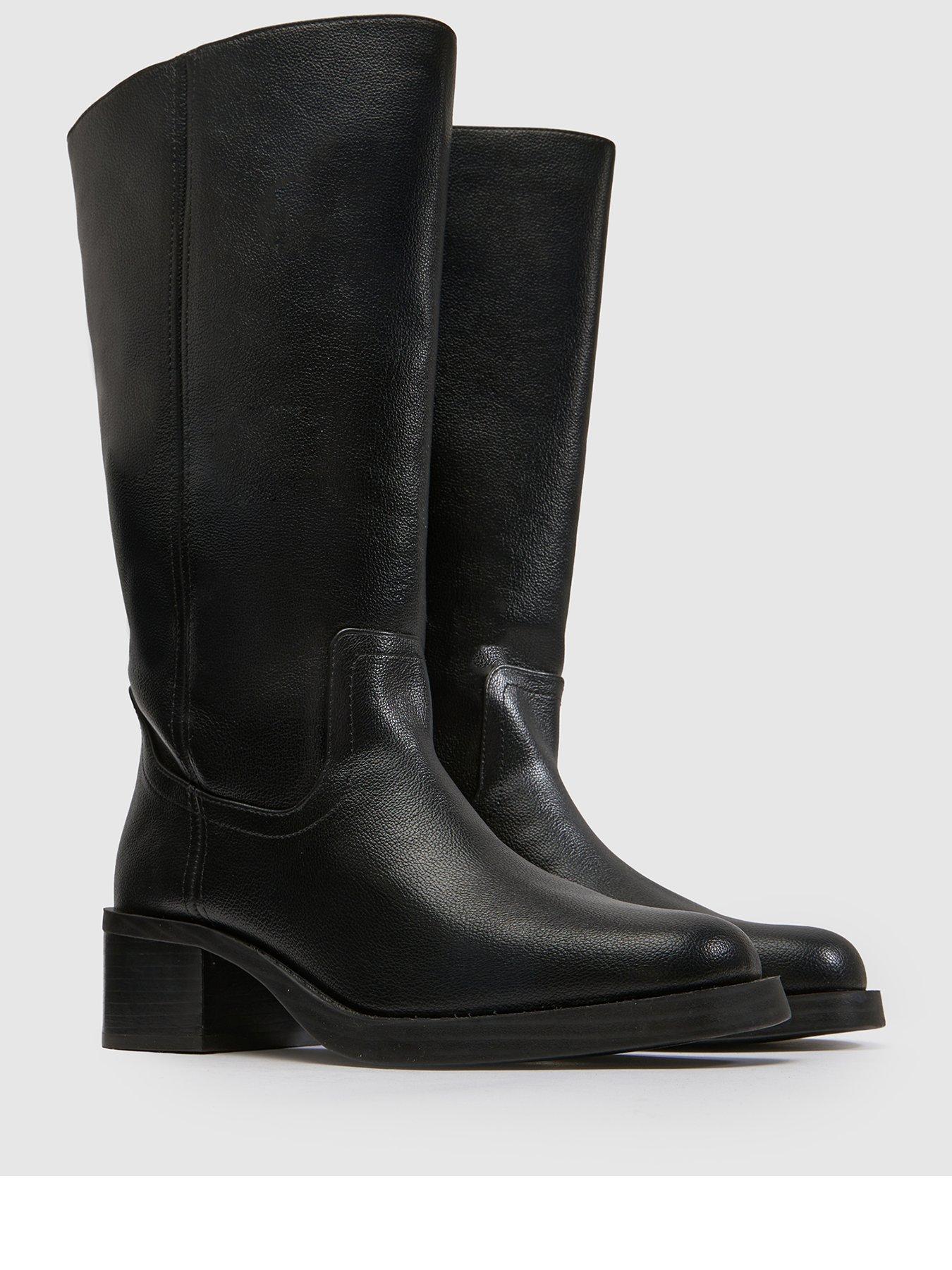 Image 3 of 3 of Schuh Womens Denmark Pull-On Low Block Heel Knee High Boots - Black