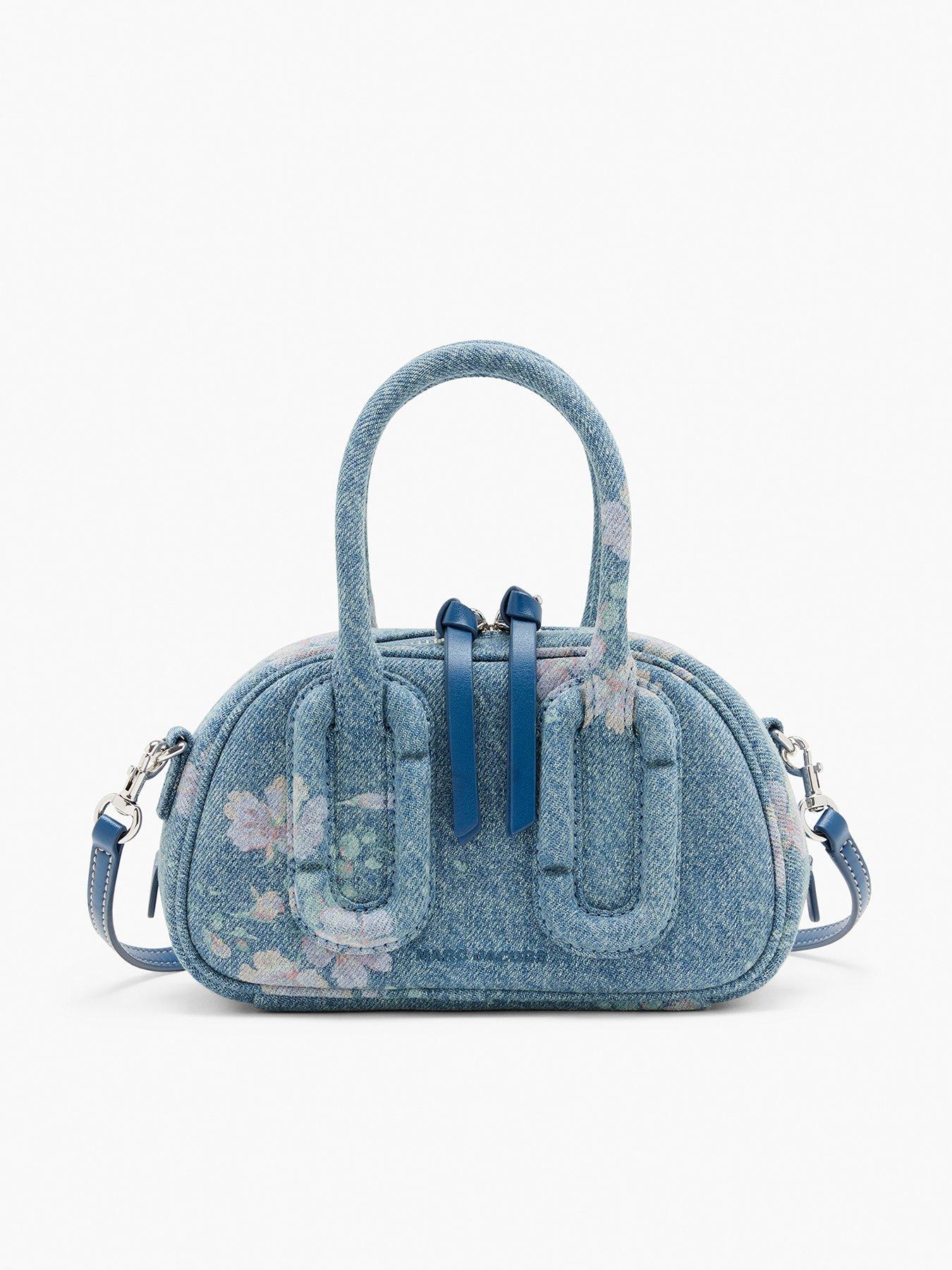 Image 1 of 3 of MARC JACOBS The Micro Bauletto Top Floral Denim Handbag - Blue