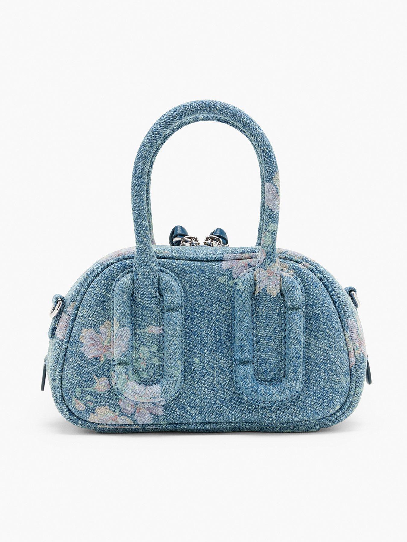 Image 3 of 3 of MARC JACOBS The Micro Bauletto Top Floral Denim Handbag - Blue