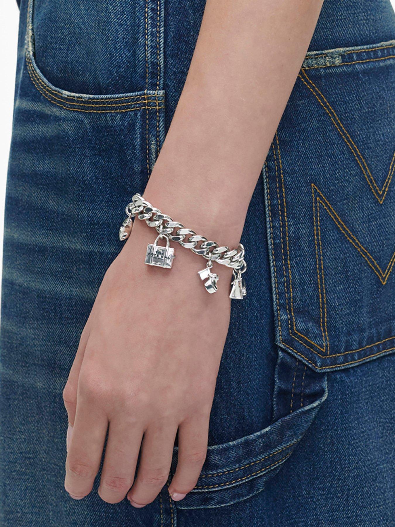 Image 1 of 4 of MARC JACOBS Womens Chunky Curb Chain Icon Charms Bracelet - Silver