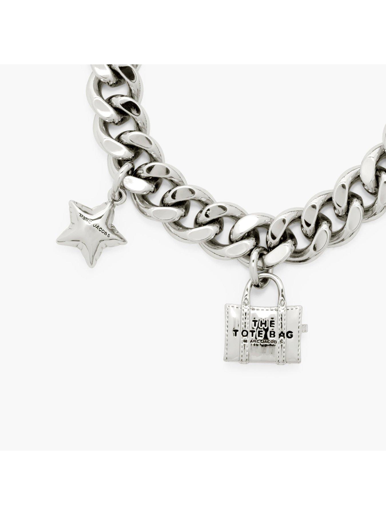 Image 2 of 4 of MARC JACOBS Womens Chunky Curb Chain Icon Charms Bracelet - Silver