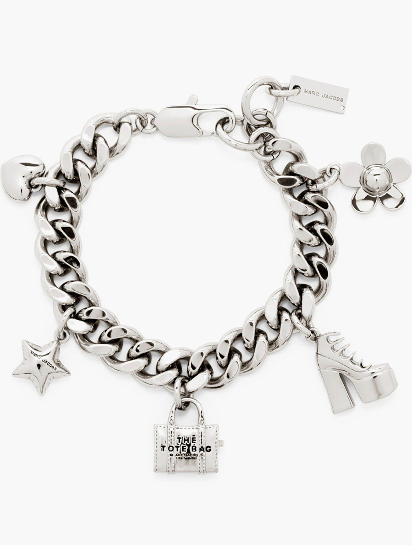 Image 3 of 4 of MARC JACOBS Womens Chunky Curb Chain Icon Charms Bracelet - Silver